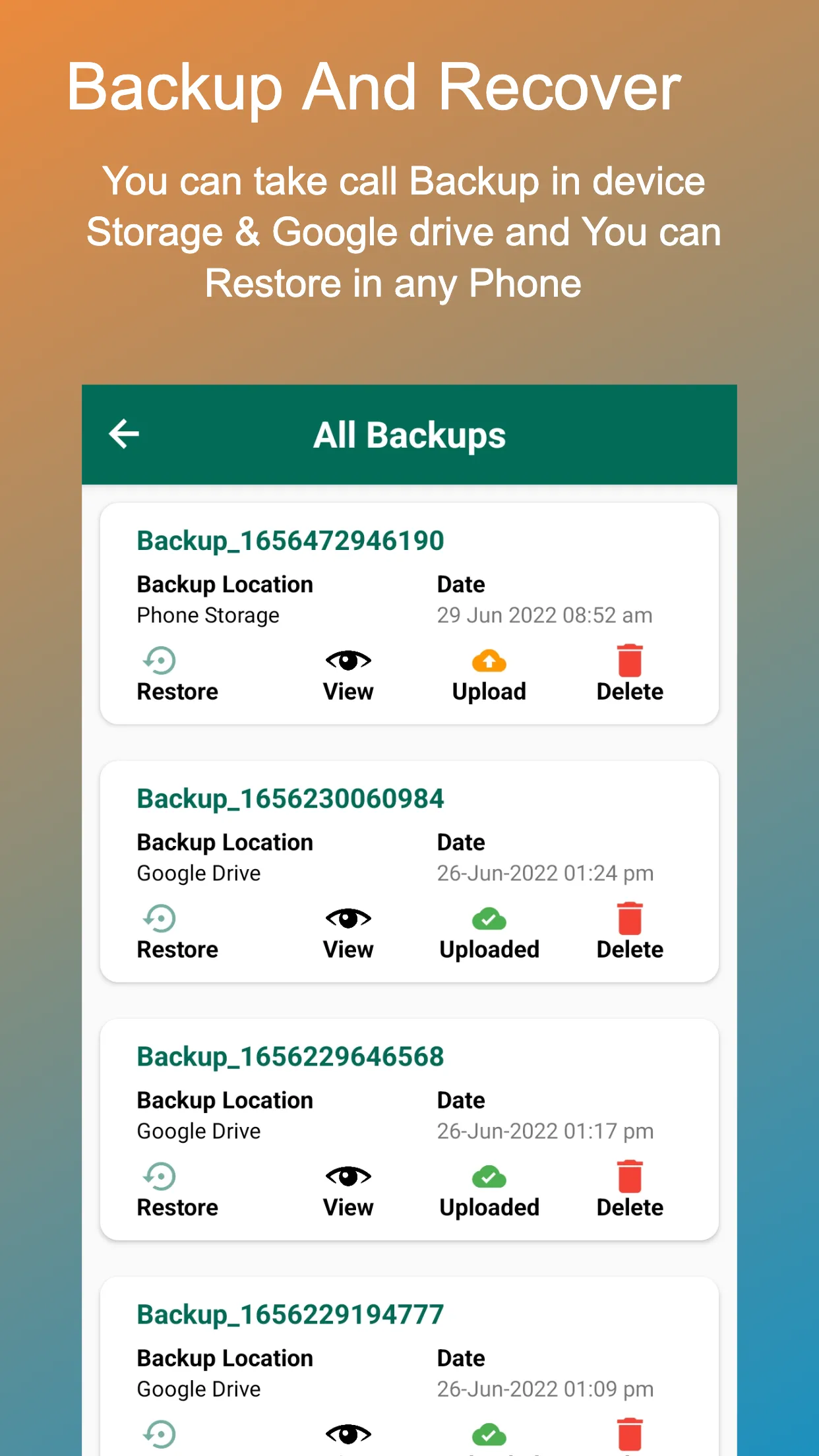 Call Analysis - Call Backup | Indus Appstore | Screenshot