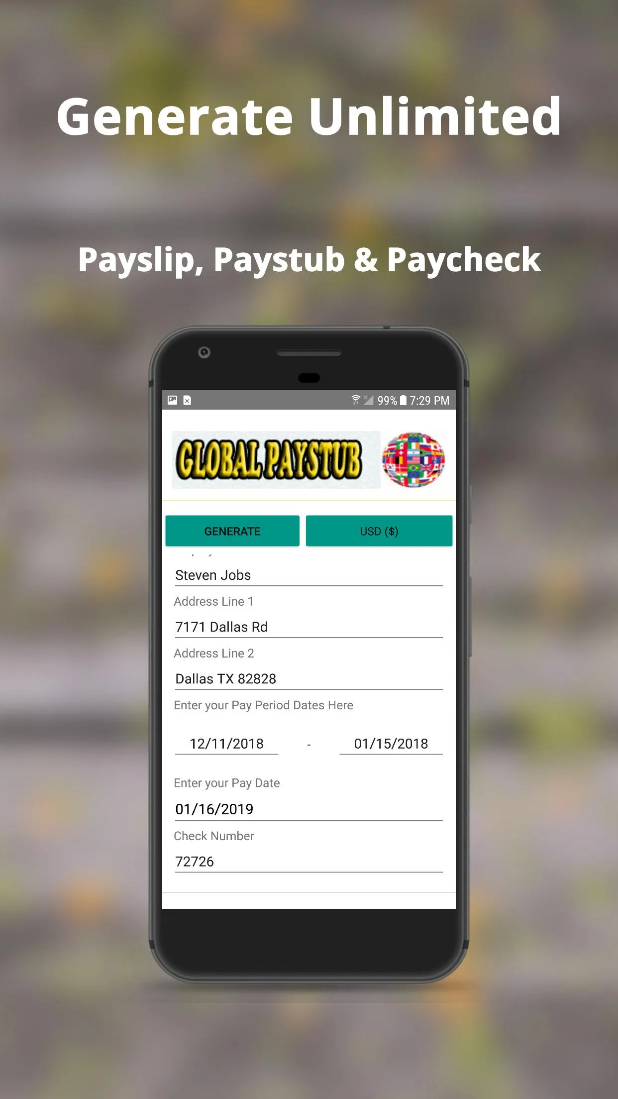 Universal Global Paystub Maker | Indus Appstore | Screenshot