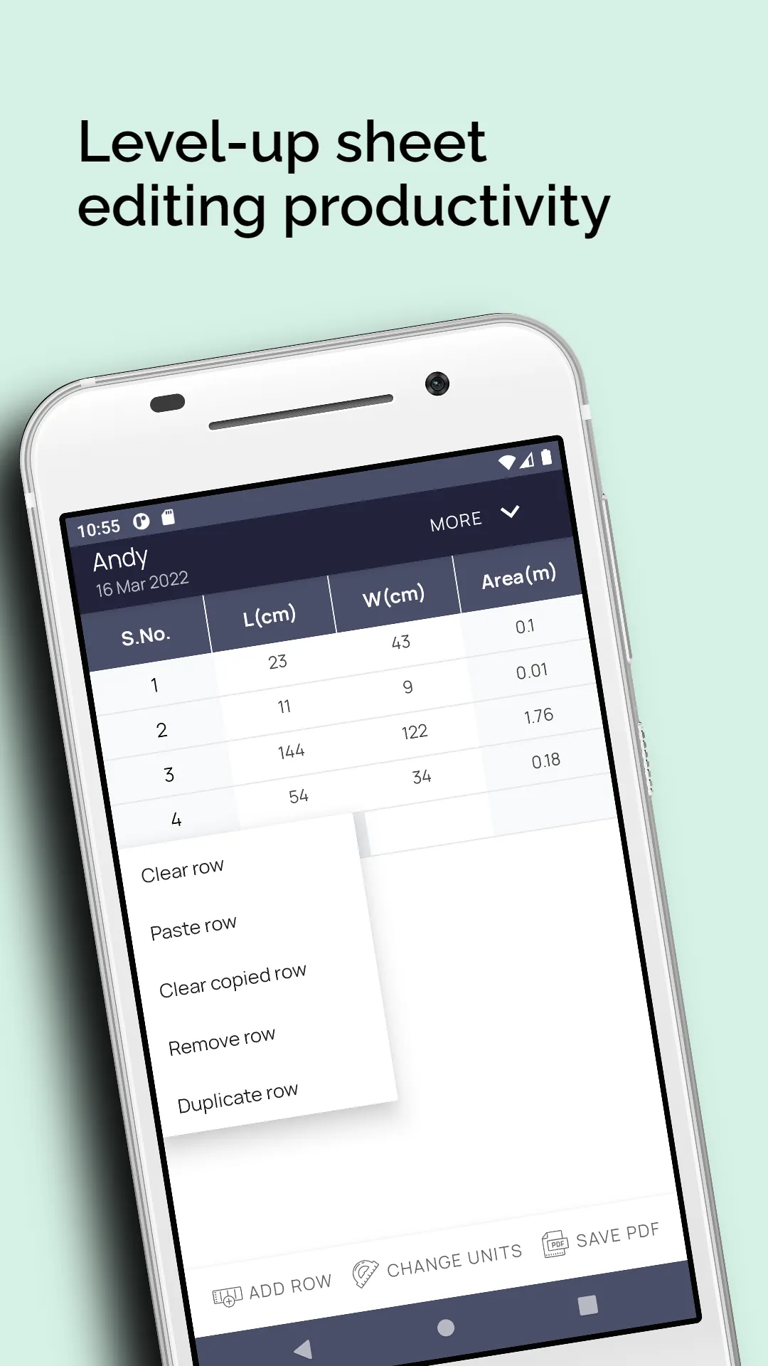 Measurement Sheet | Indus Appstore | Screenshot