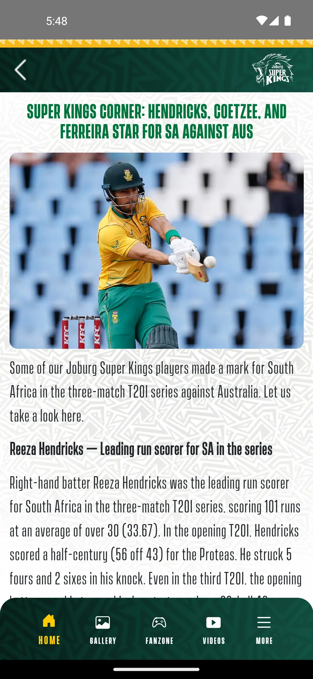 Joburg Super Kings | Indus Appstore | Screenshot