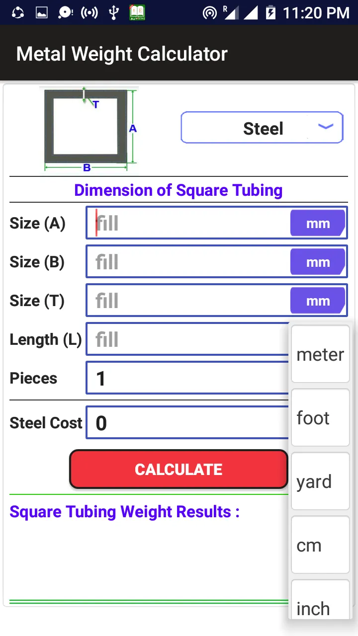 Metal Weight Calculator (Steel | Indus Appstore | Screenshot