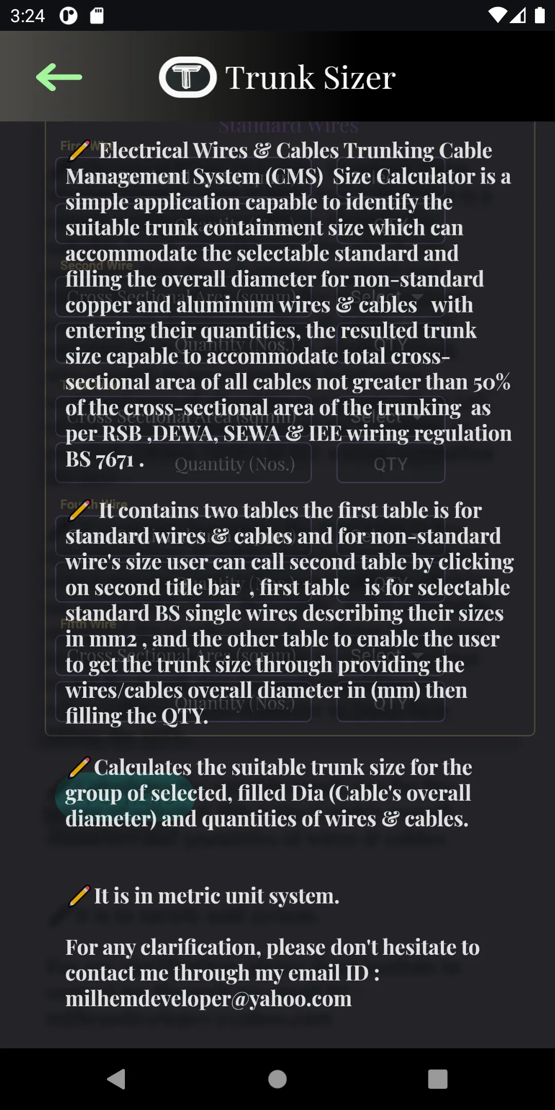 Wires & Cables Trunk Sizer | Indus Appstore | Screenshot