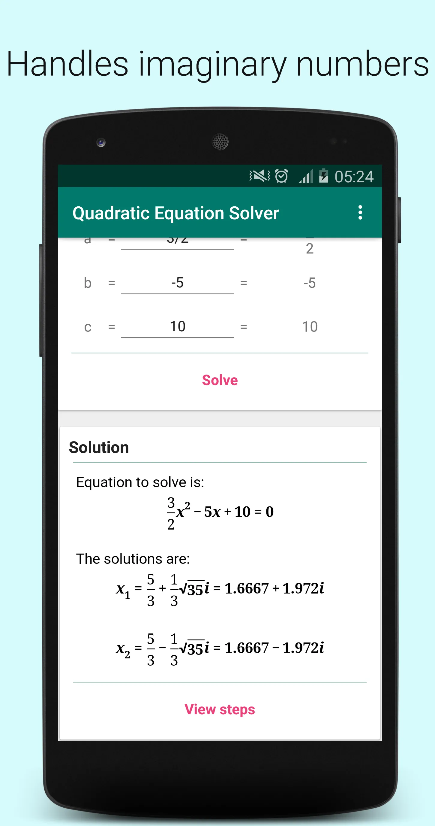 Quadratic Equation Solver | Indus Appstore | Screenshot