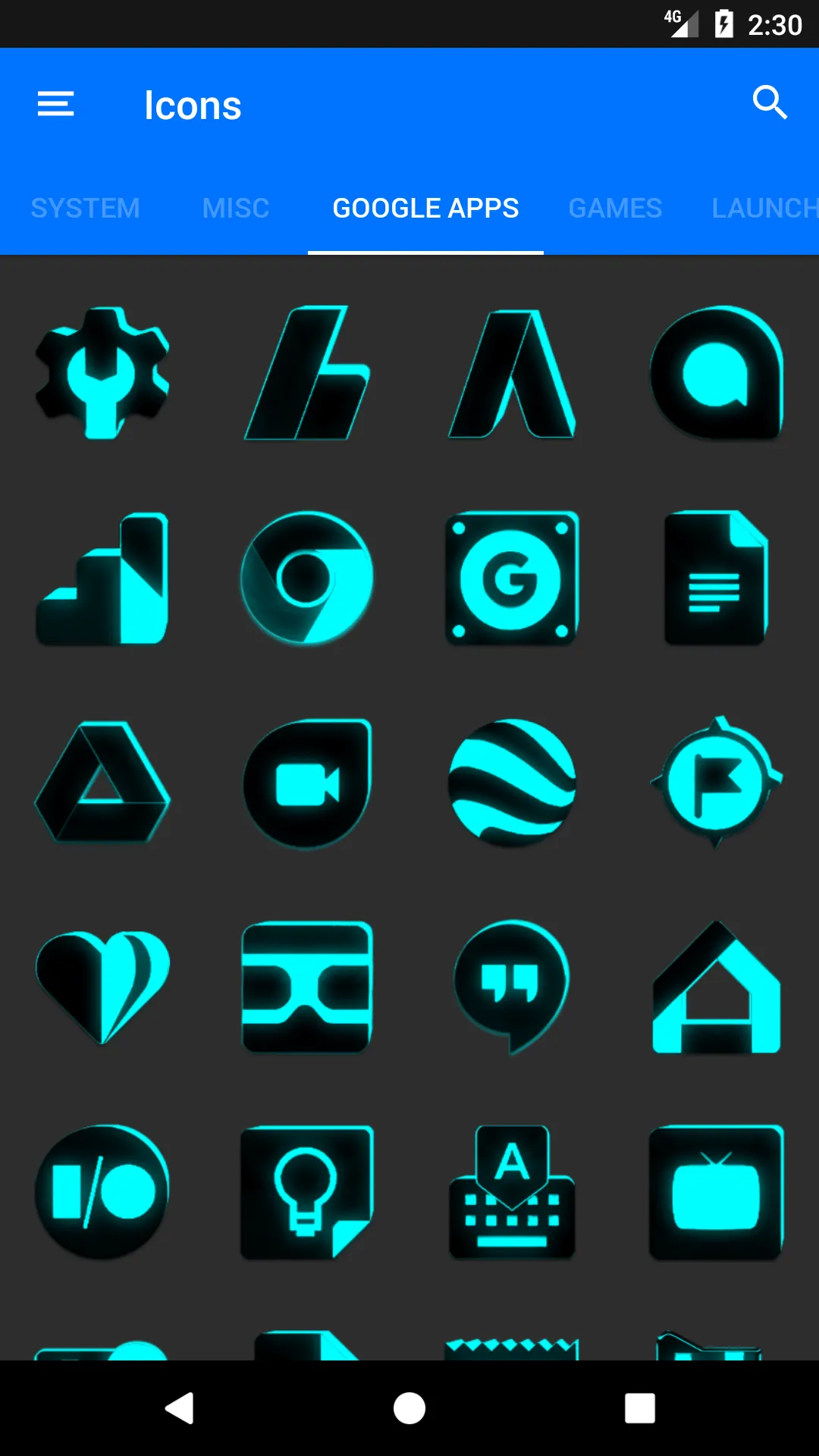 Flat Black and Cyan Icon Pack | Indus Appstore | Screenshot