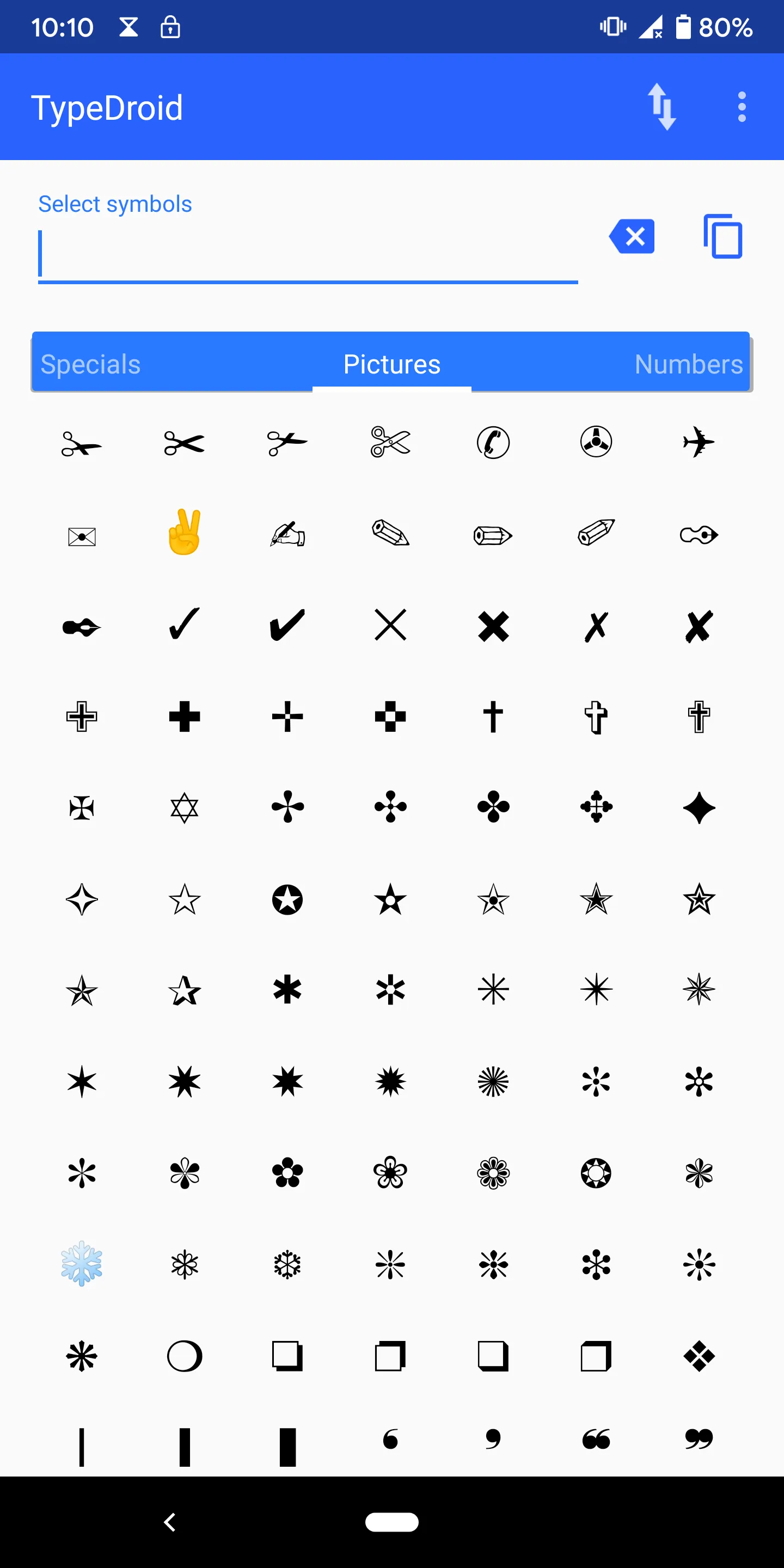 Type Droid (1000+ symbols) | Indus Appstore | Screenshot