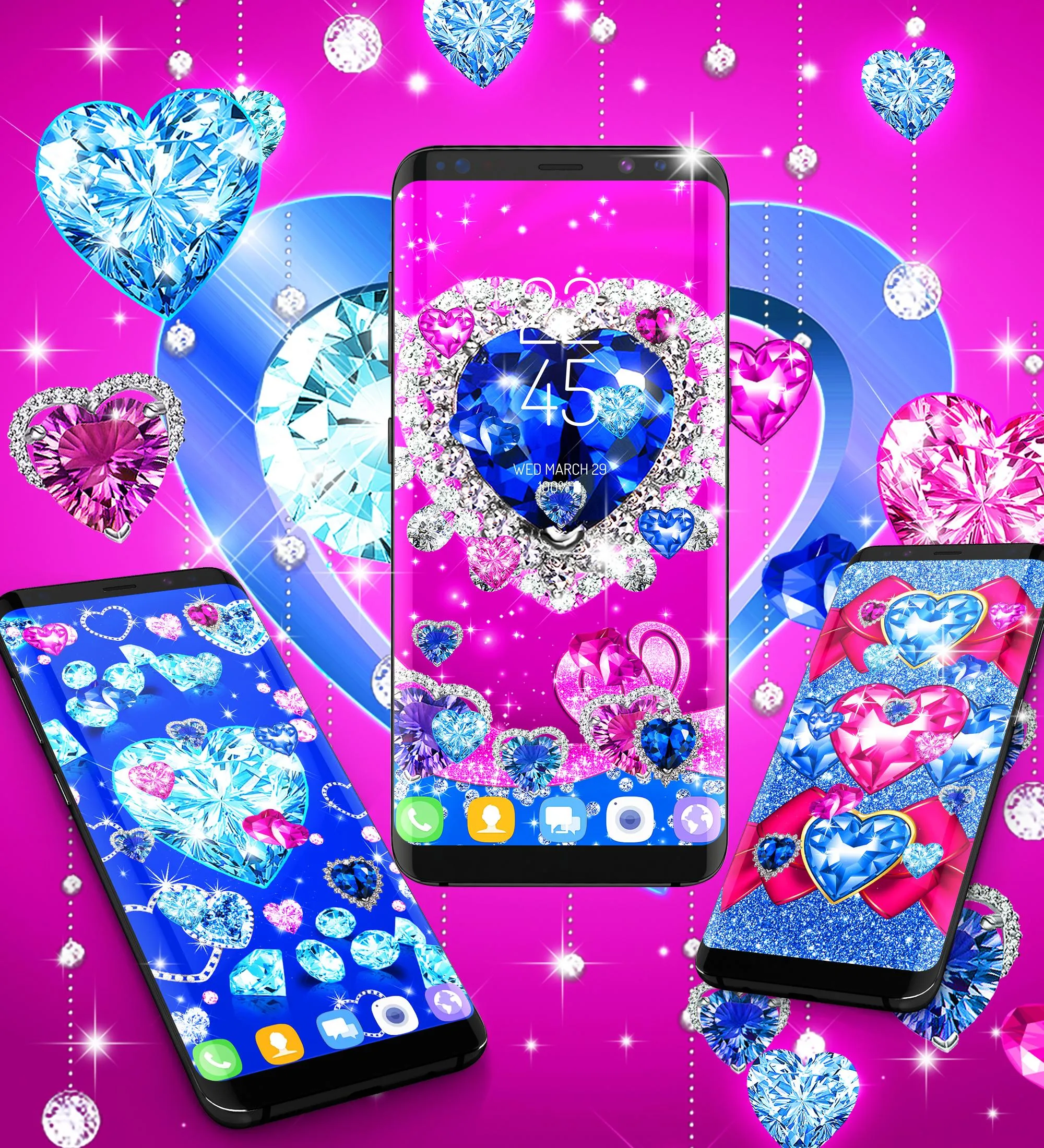 Blue hearts diamonds wallpaper | Indus Appstore | Screenshot