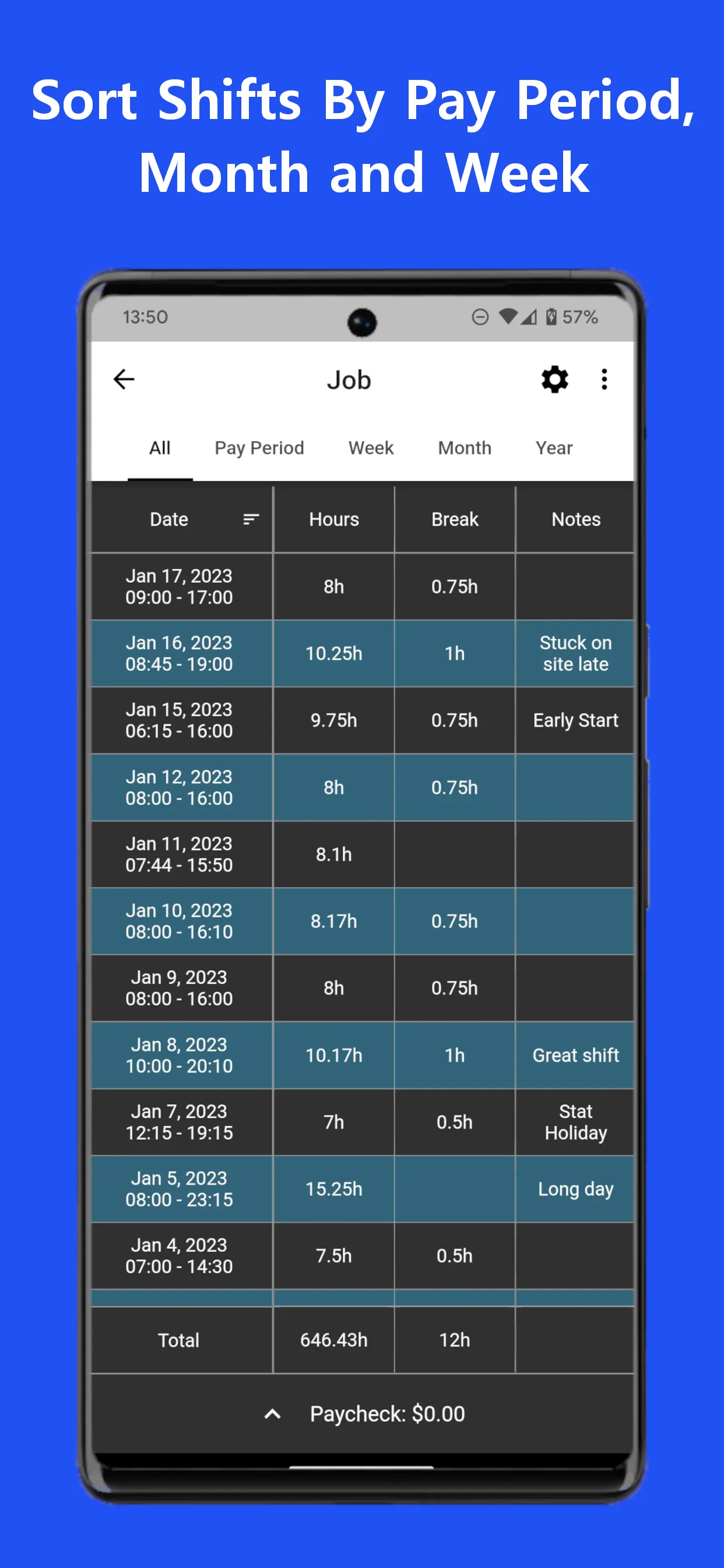 Work Log - Shift Tracker | Indus Appstore | Screenshot