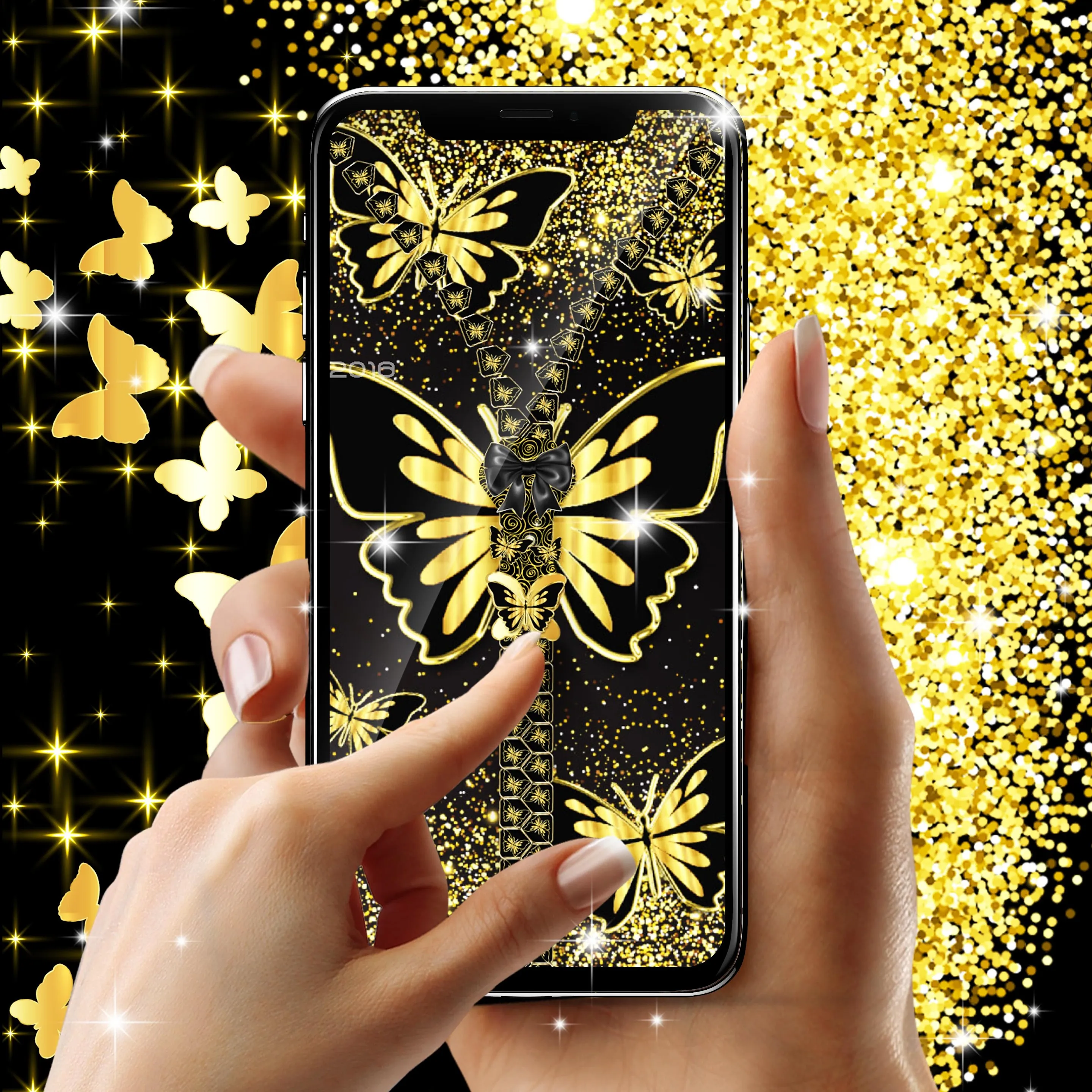 Golden butterflies lock screen | Indus Appstore | Screenshot