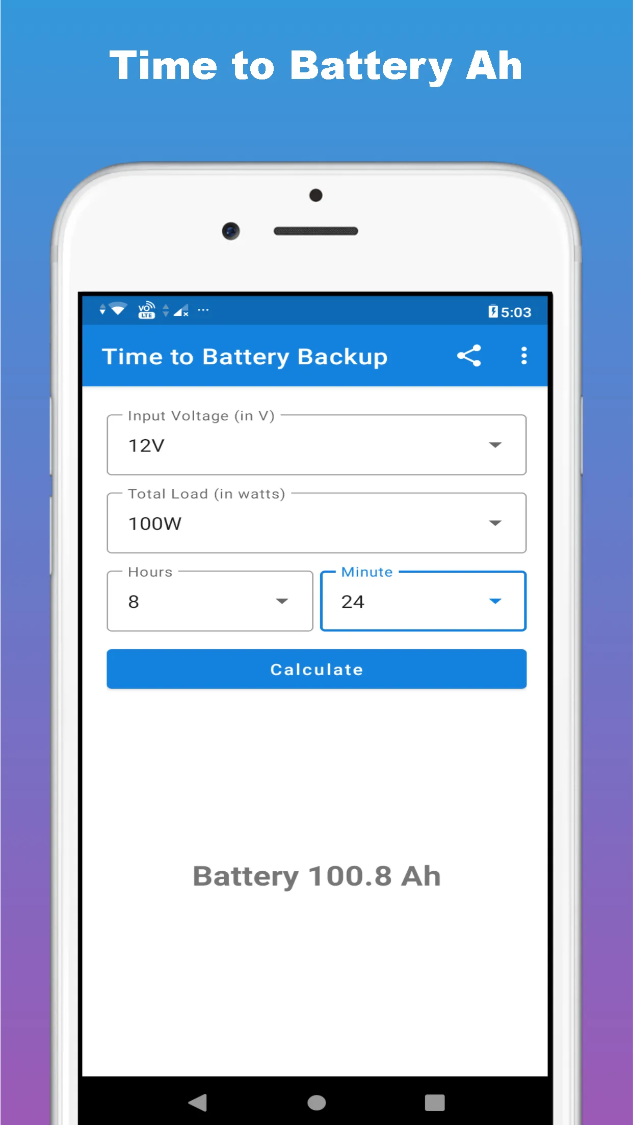 Inverter Battery Calculator | Indus Appstore | Screenshot