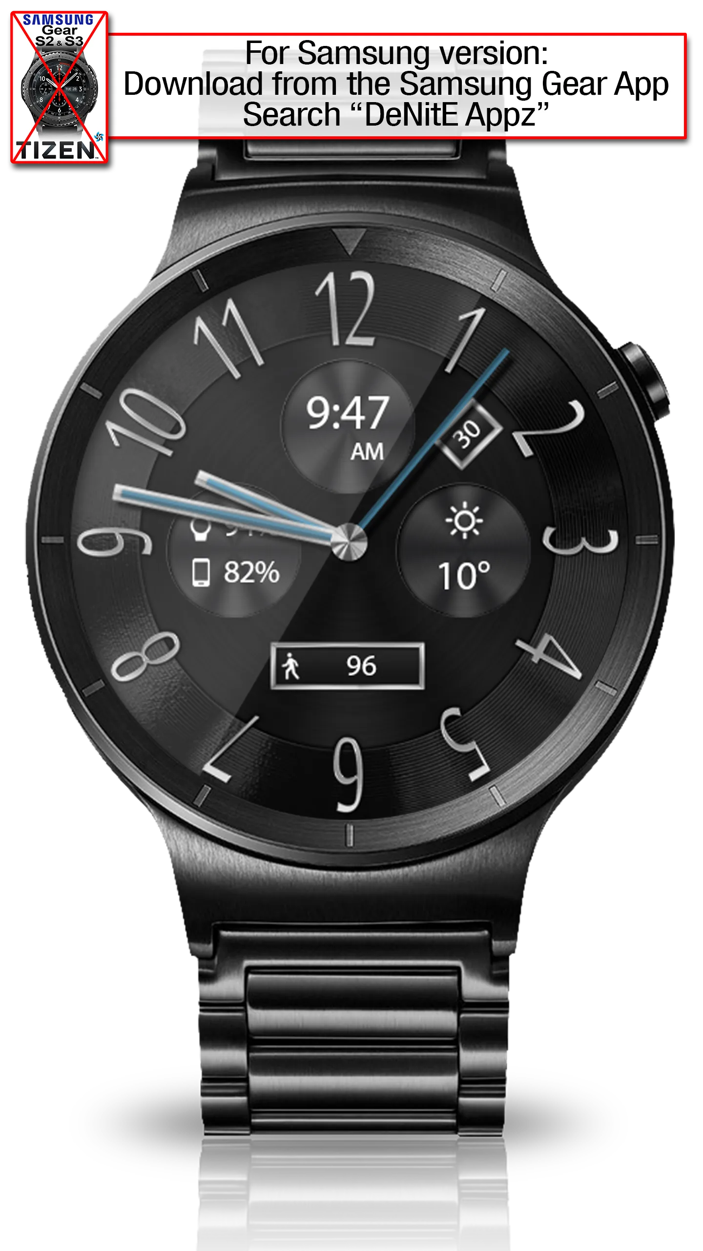 Classic Black HD Watch Face | Indus Appstore | Screenshot