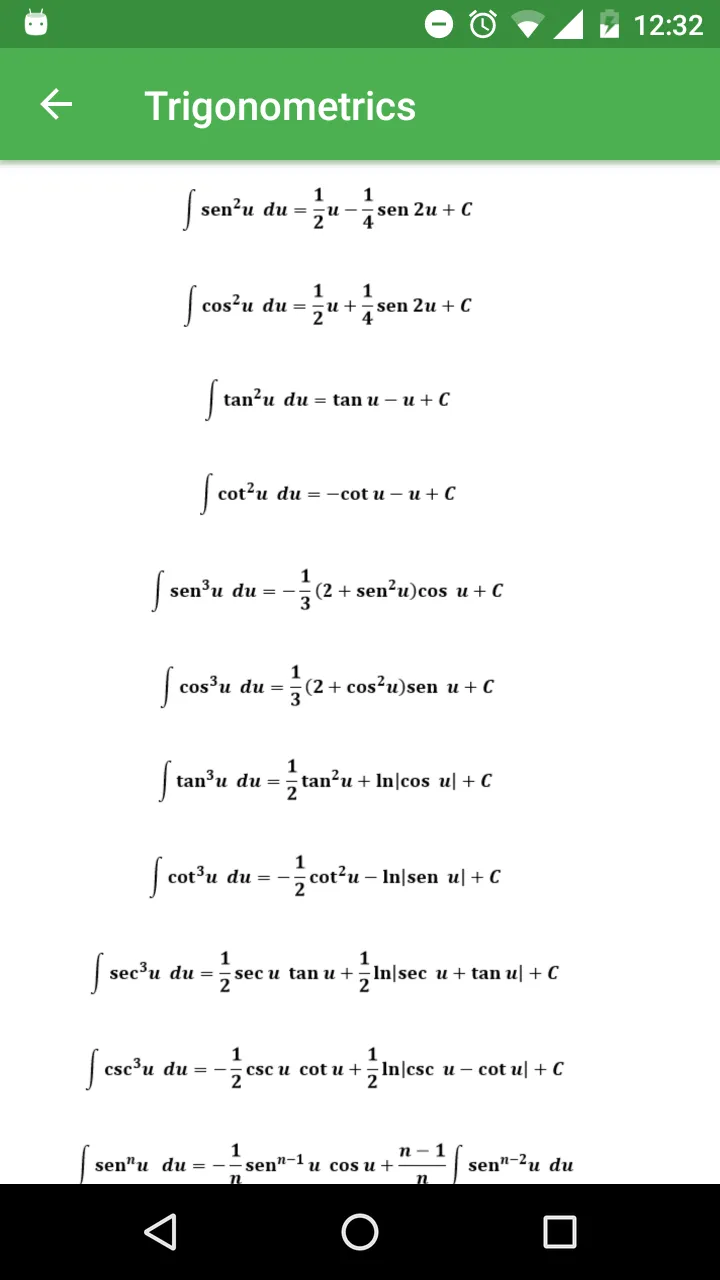 Derivative - Integral Formulas | Indus Appstore | Screenshot