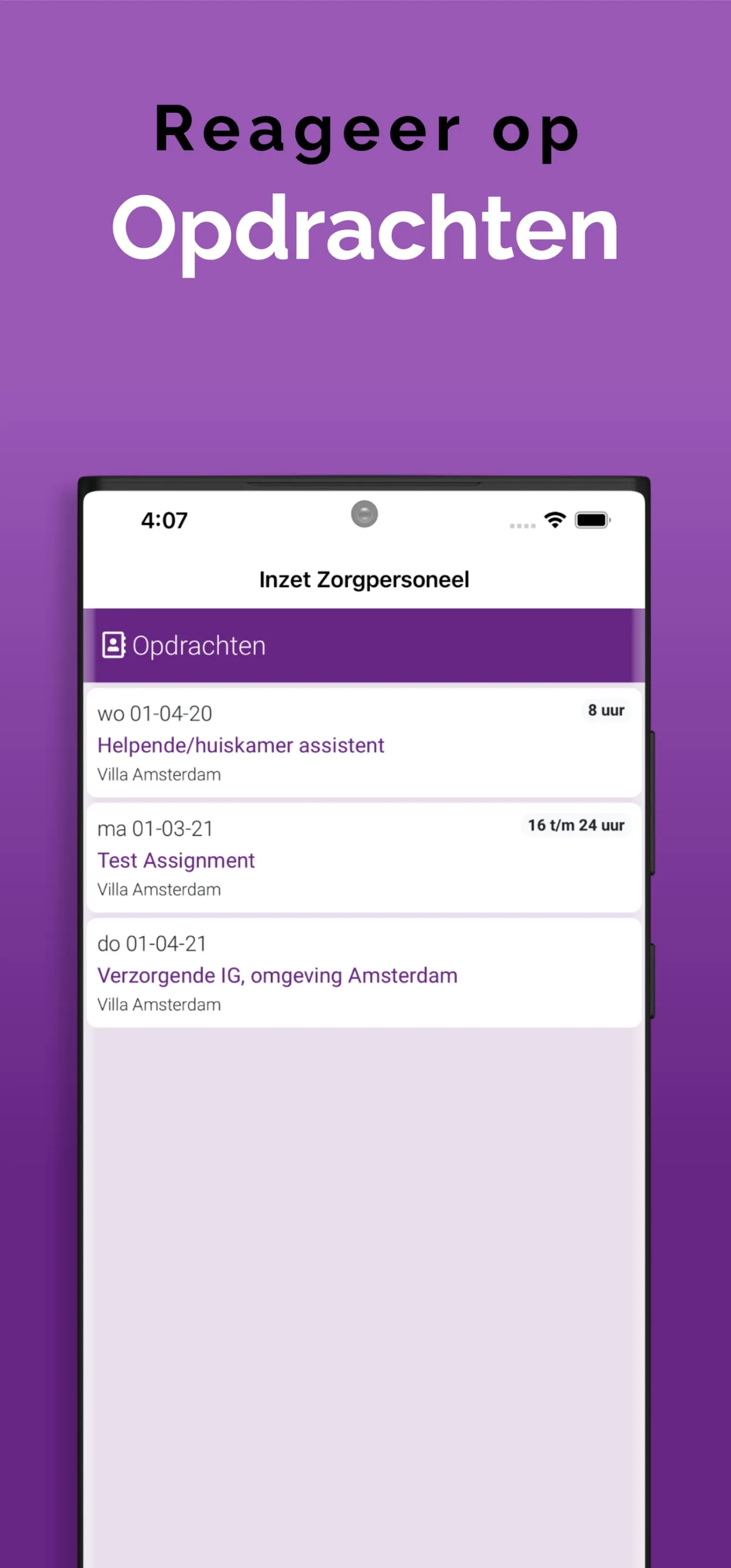 Inzet Zorgpersoneel | Indus Appstore | Screenshot