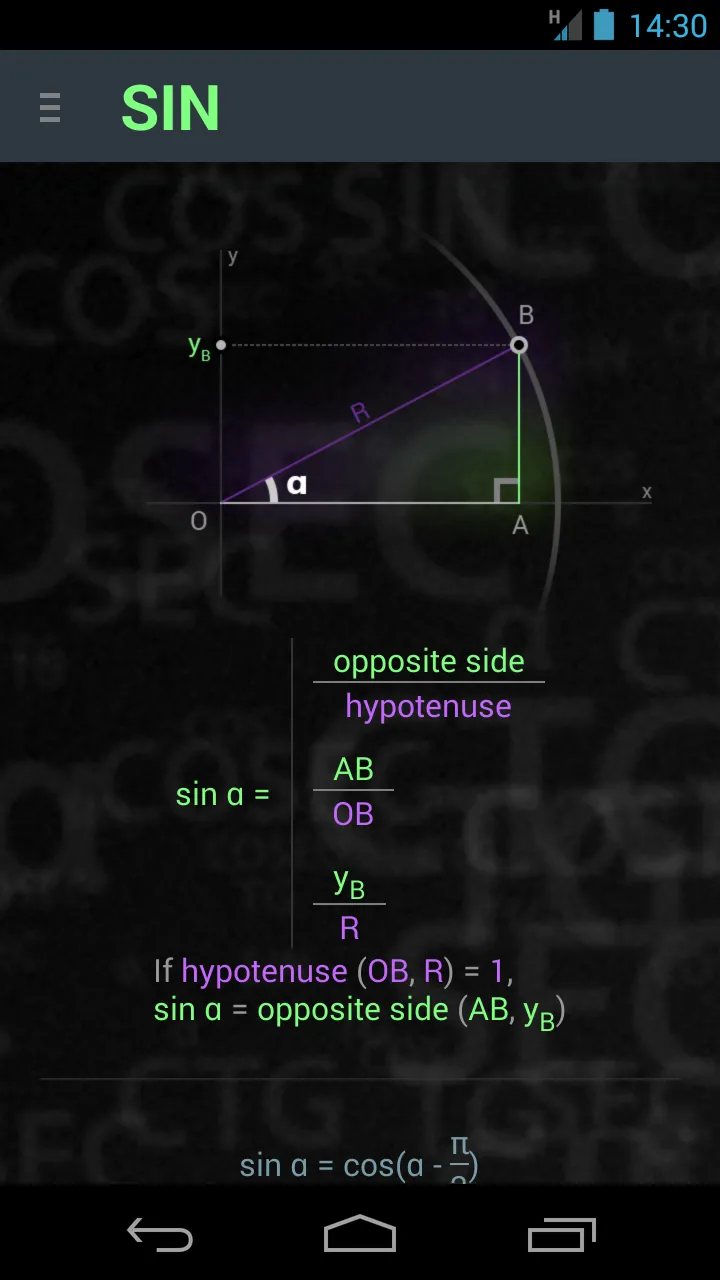 Trigonometry. Unit circle. | Indus Appstore | Screenshot