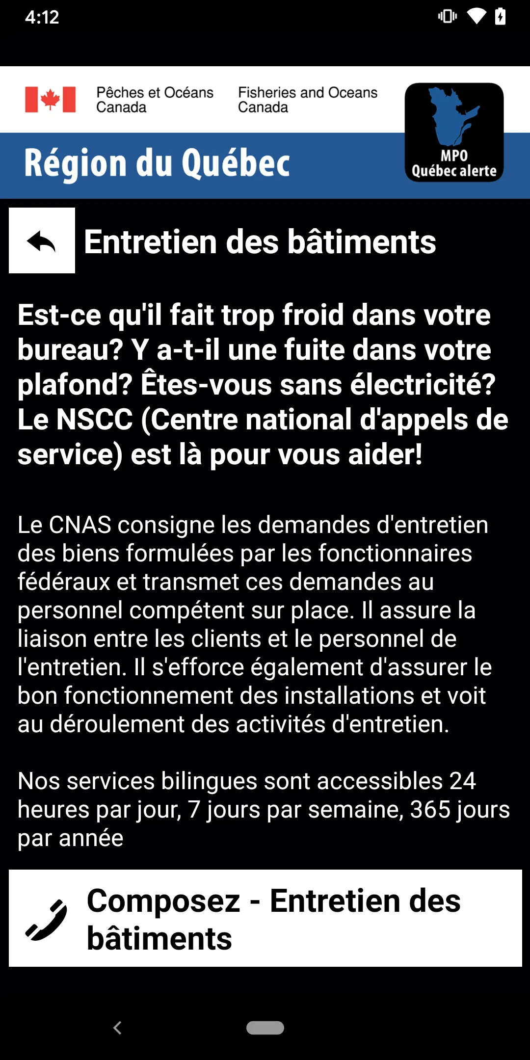 MPO Québec alerte | Indus Appstore | Screenshot