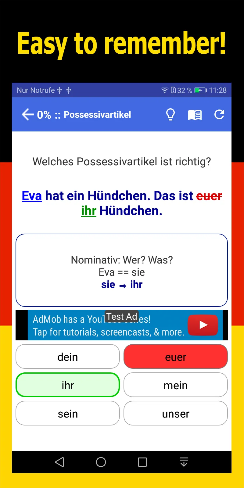 A1 German learning: exercises | Indus Appstore | Screenshot