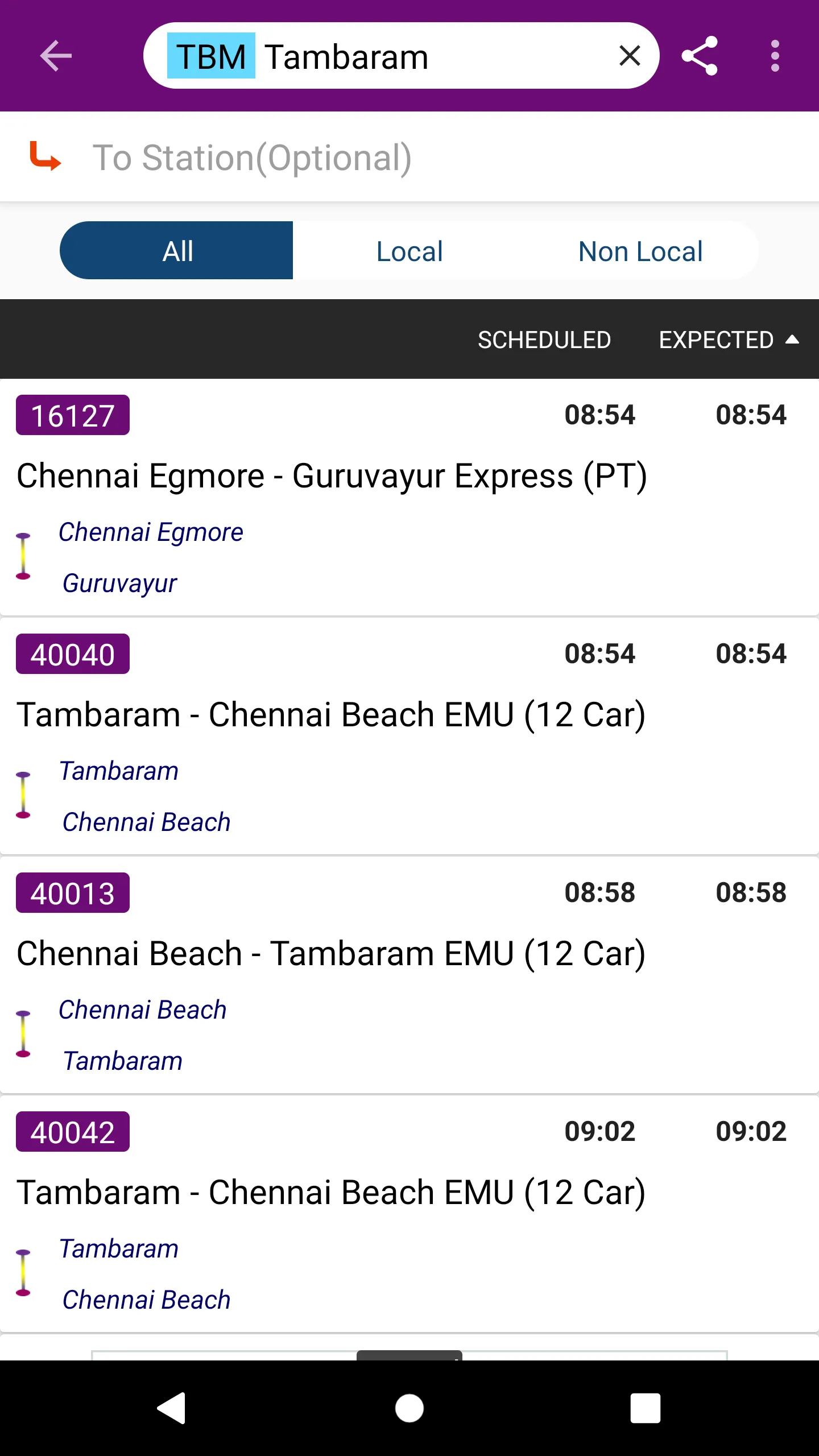 Chennai Trains | Indus Appstore | Screenshot