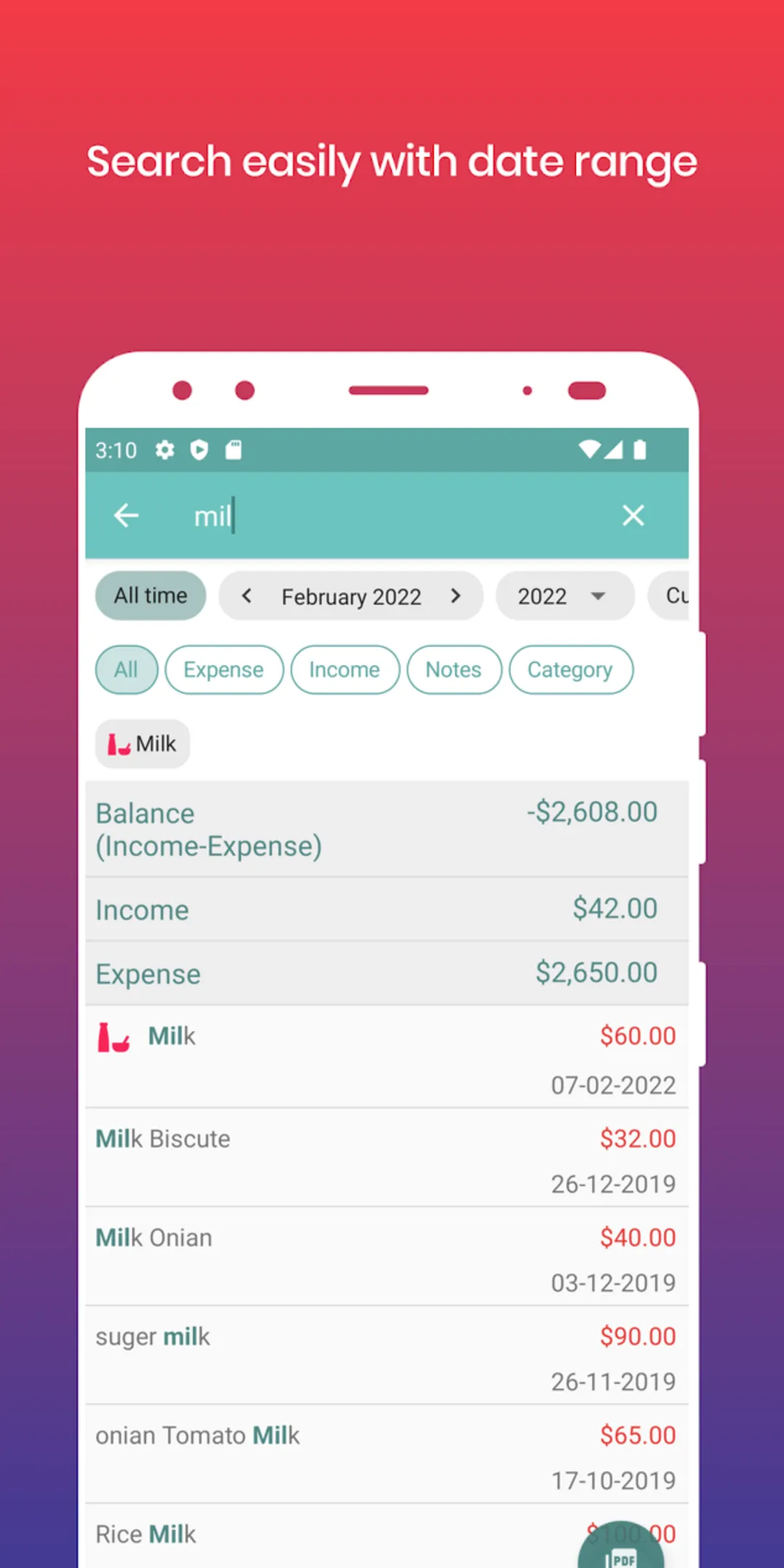 Day-to-day Expenses | Indus Appstore | Screenshot