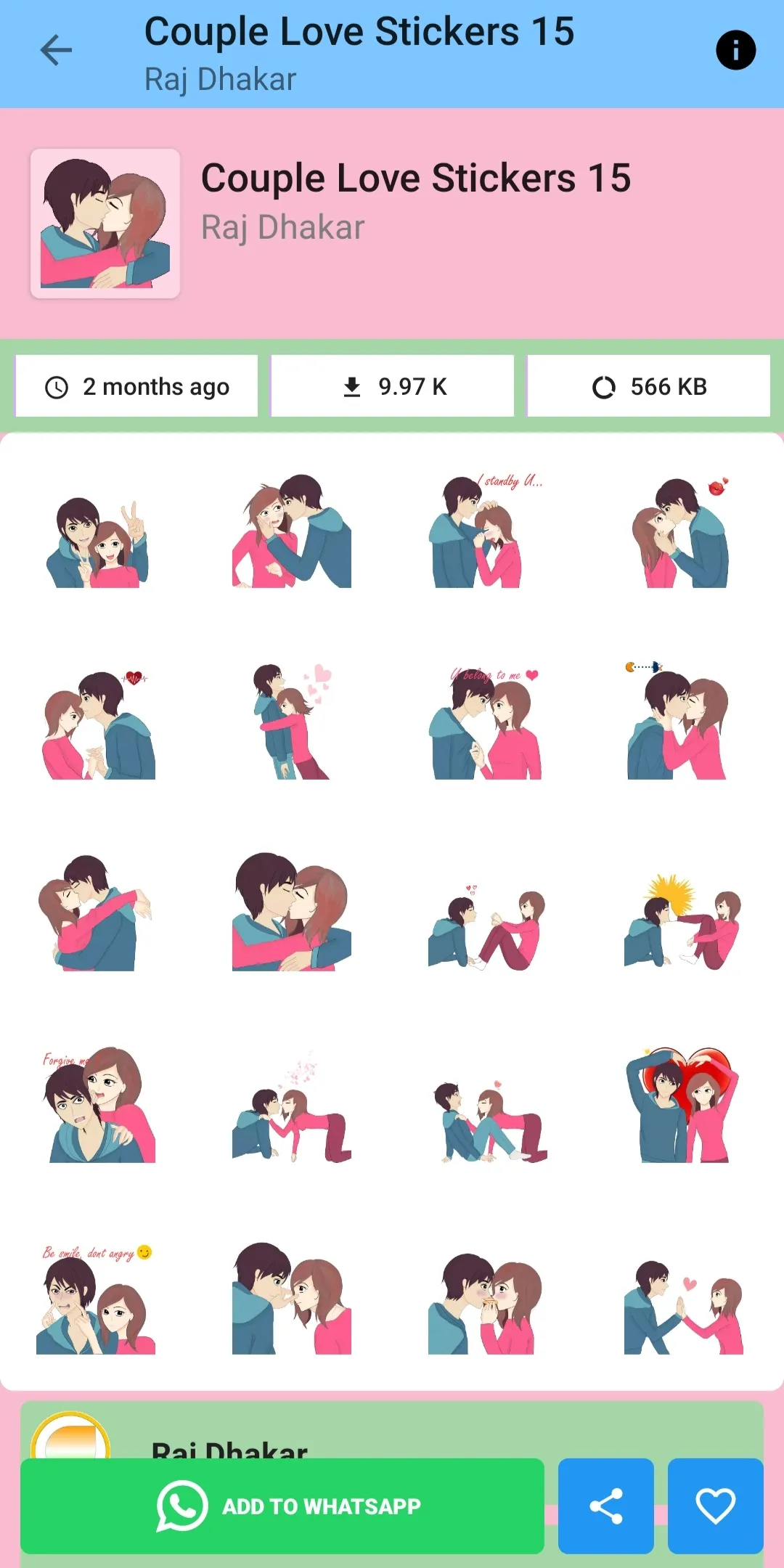 Love Stickers For WhatsApp | Indus Appstore | Screenshot