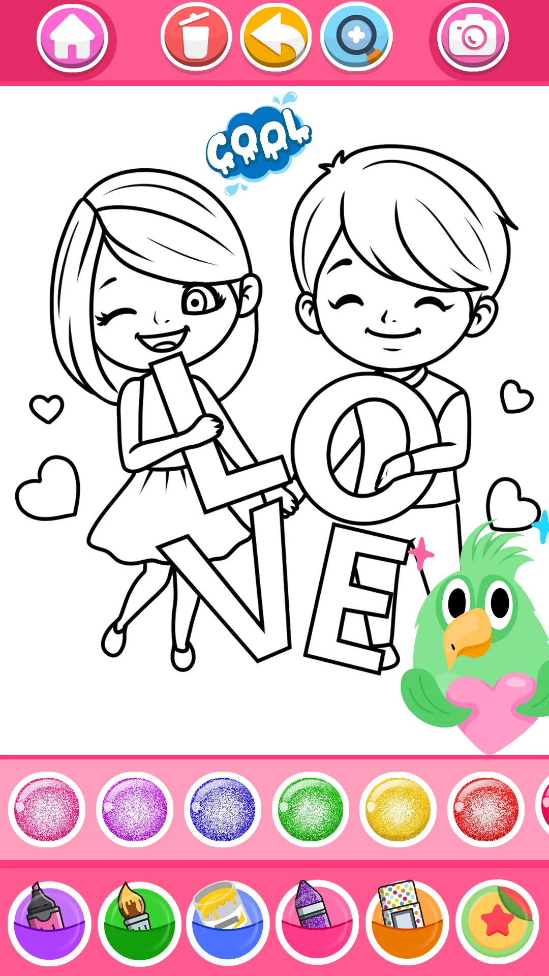 Glitter Heart Love Coloring | Indus Appstore | Screenshot