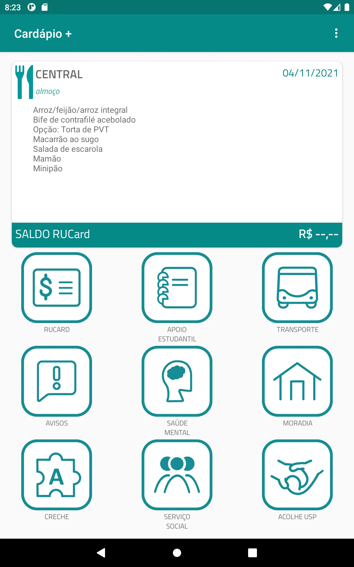 Cardápio+ USP | Indus Appstore | Screenshot