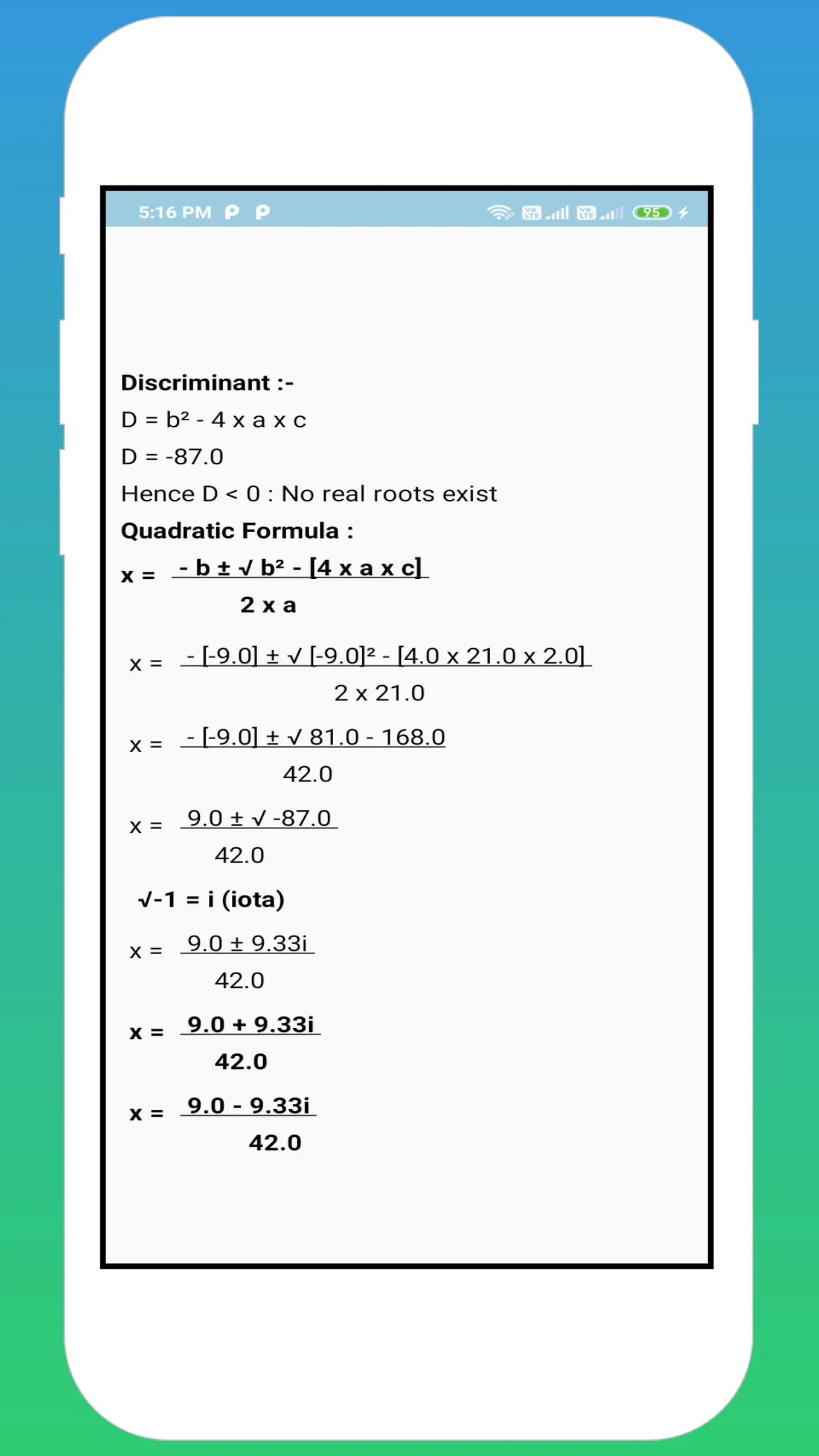 Quadratic Equation Roots Solve | Indus Appstore | Screenshot