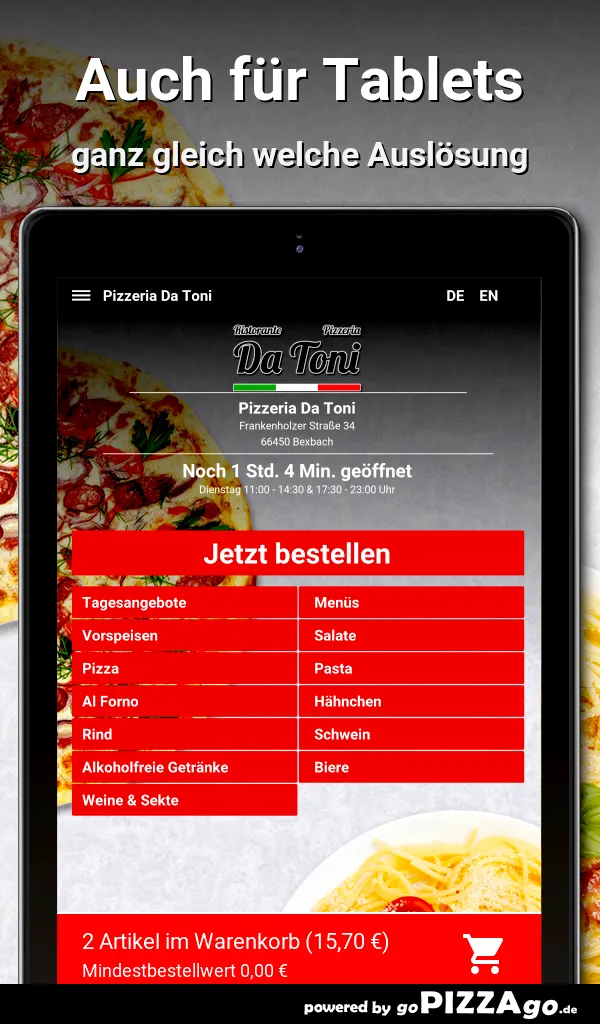 Pizzeria Da Toni Bexbach | Indus Appstore | Screenshot