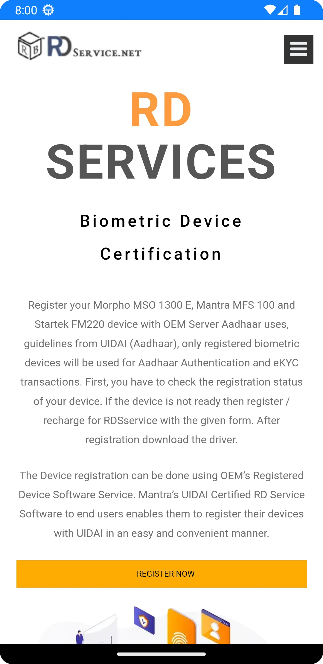 RD Service Registration | Indus Appstore | Screenshot