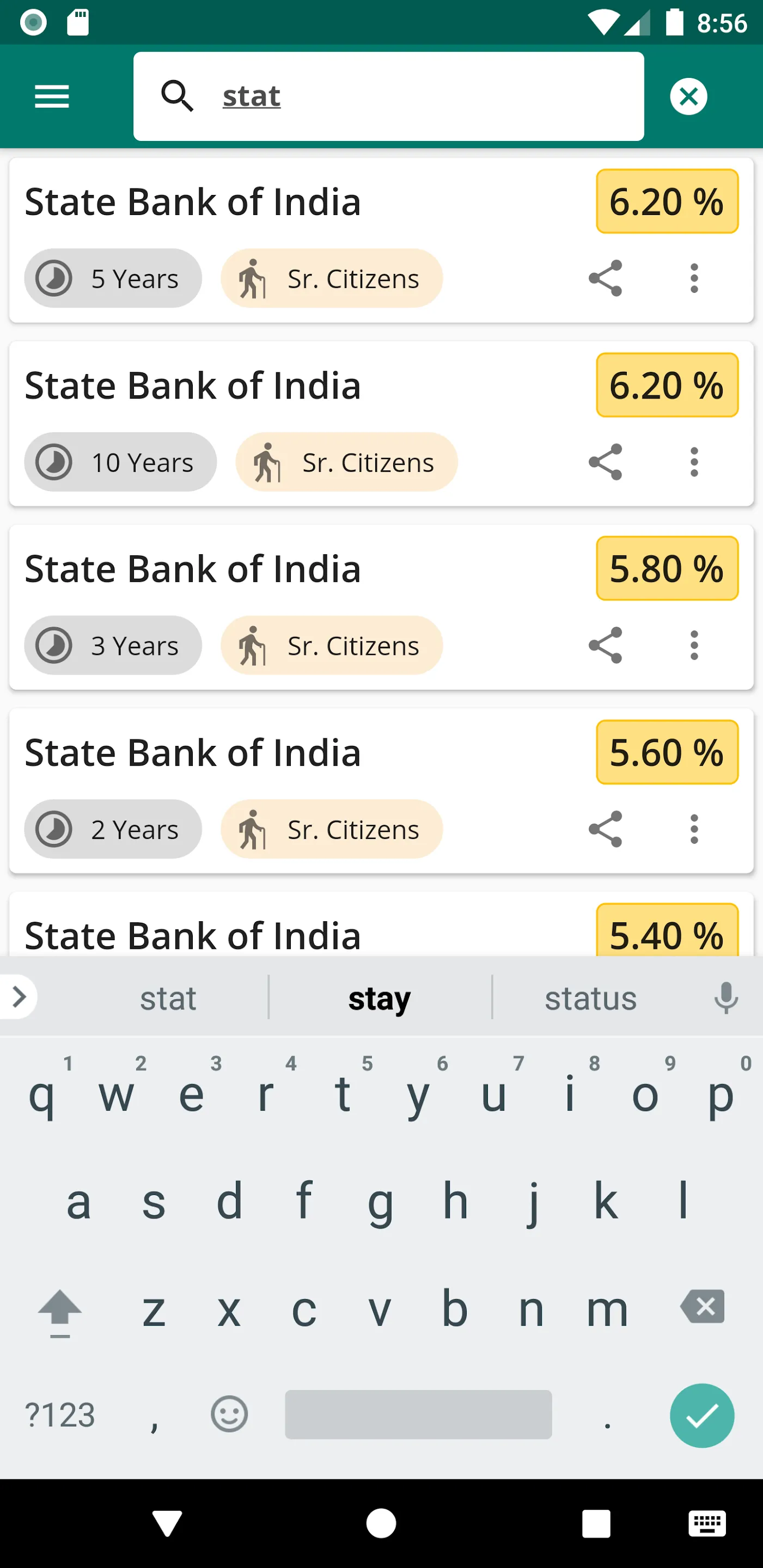 India Fixed Deposit Rates | Indus Appstore | Screenshot