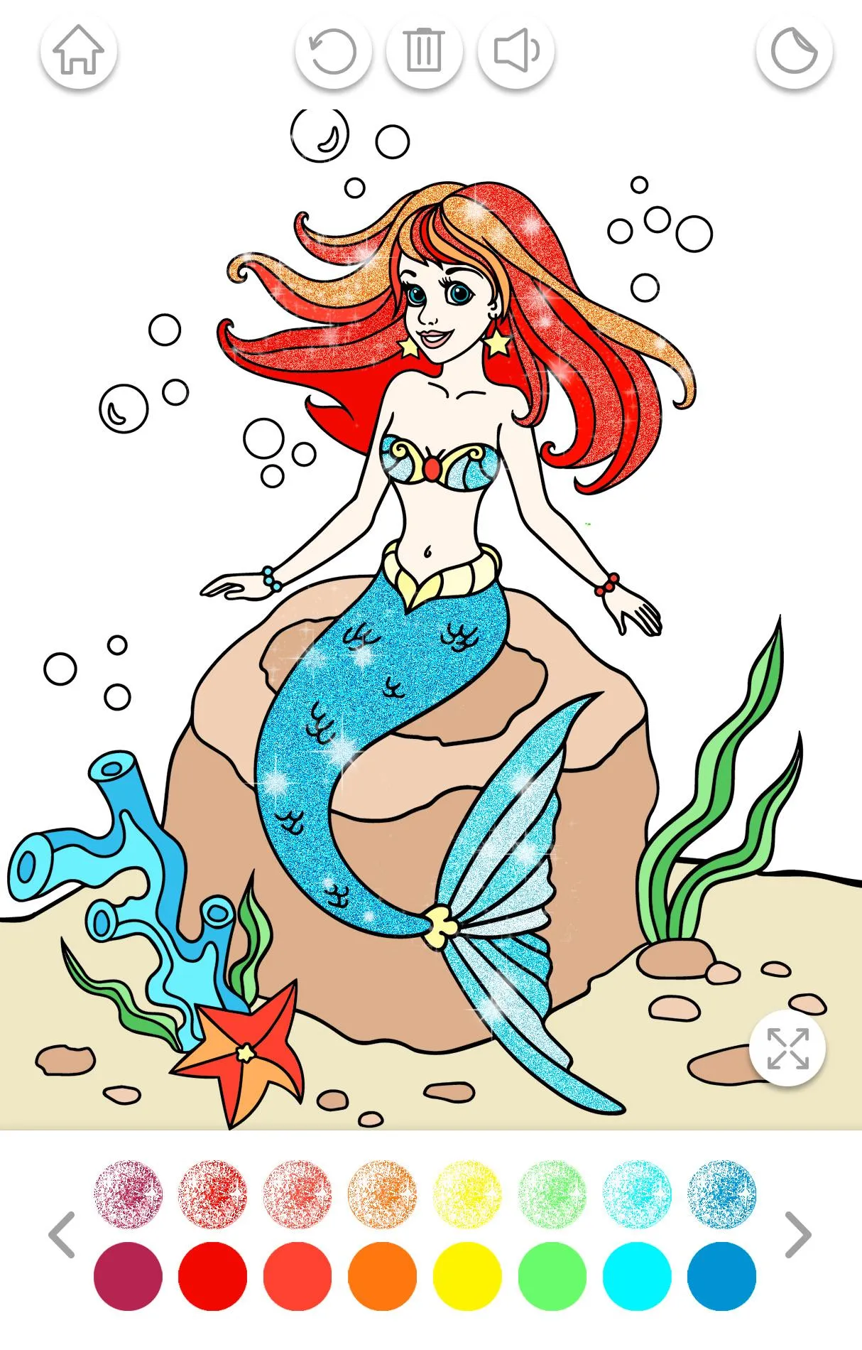 Mermaid Coloring Page Glitter | Indus Appstore | Screenshot