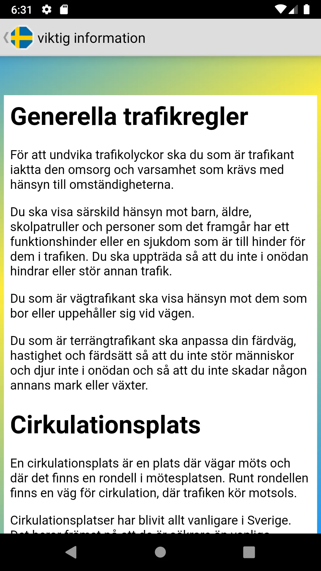 Sverige vägskyltar | Indus Appstore | Screenshot