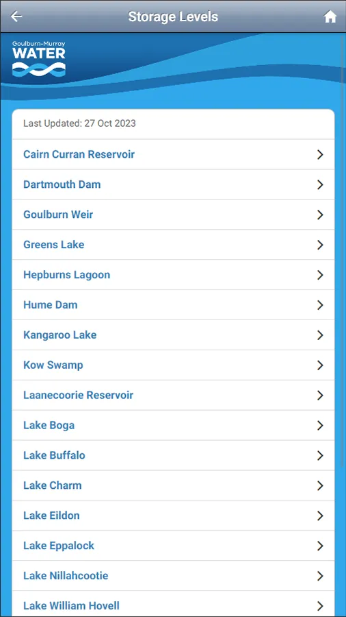 Goulburn Murray Water Mobile | Indus Appstore | Screenshot