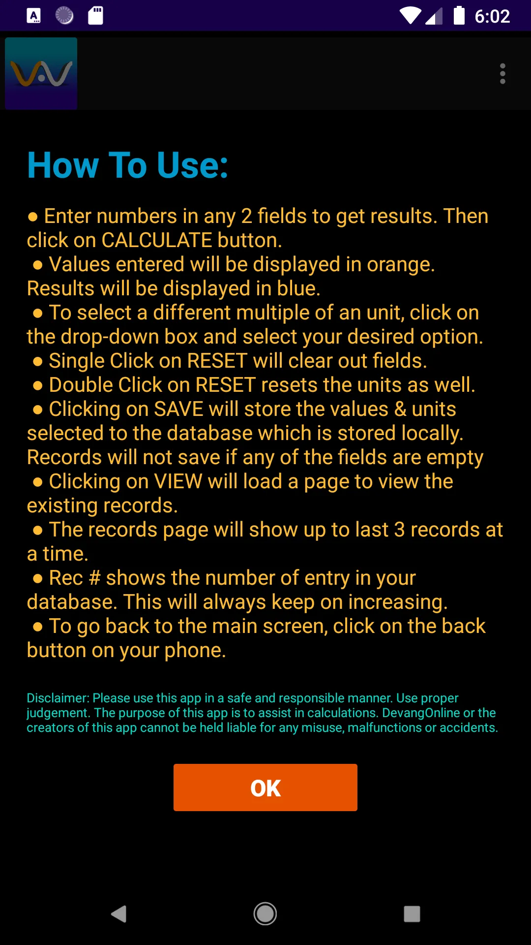 Volt Amp Watt Calculator | Indus Appstore | Screenshot