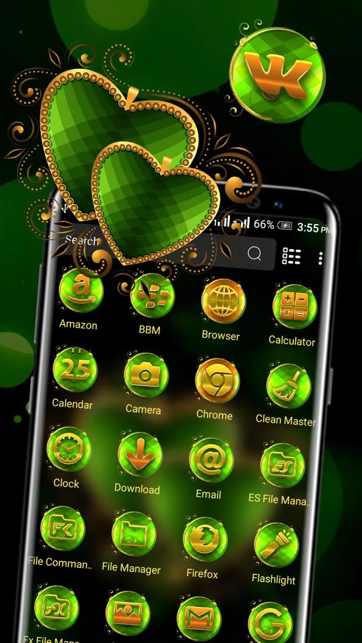 Green Heart Launcher Theme | Indus Appstore | Screenshot