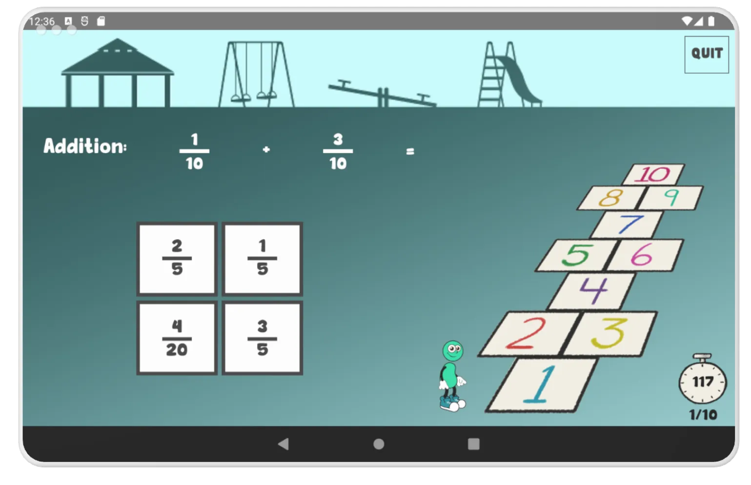 Hopscotch - Adding Fractions | Indus Appstore | Screenshot