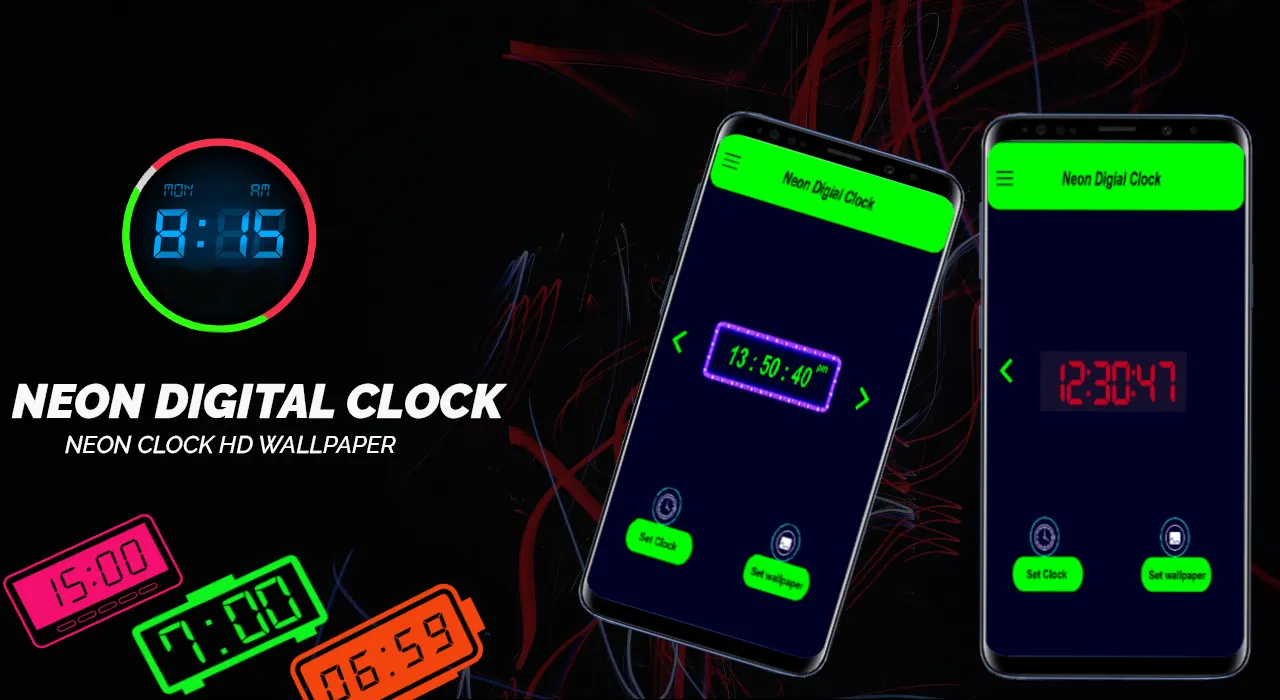 Digital Clock Neon Wallpapers | Indus Appstore | Screenshot