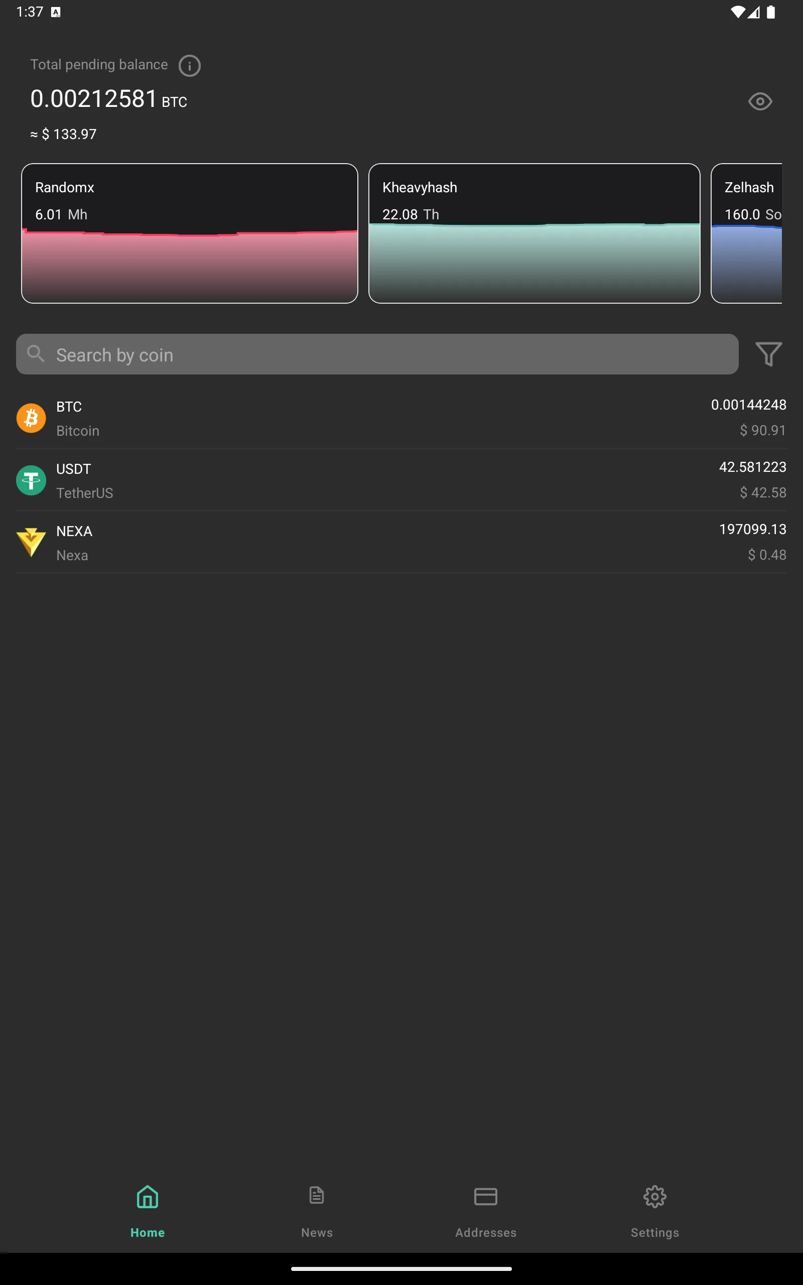 unMineable - Mining Monitor | Indus Appstore | Screenshot