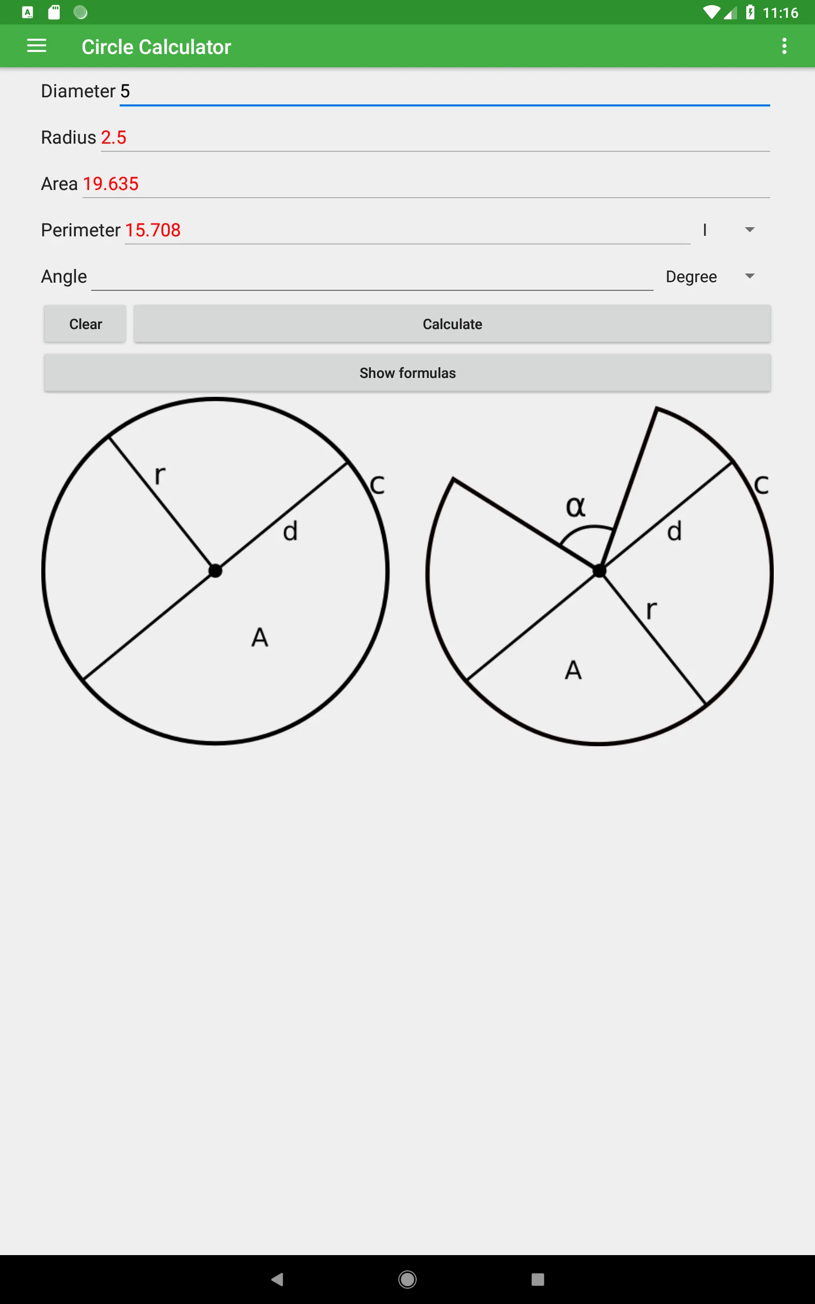 Circle Calculator | Indus Appstore | Screenshot