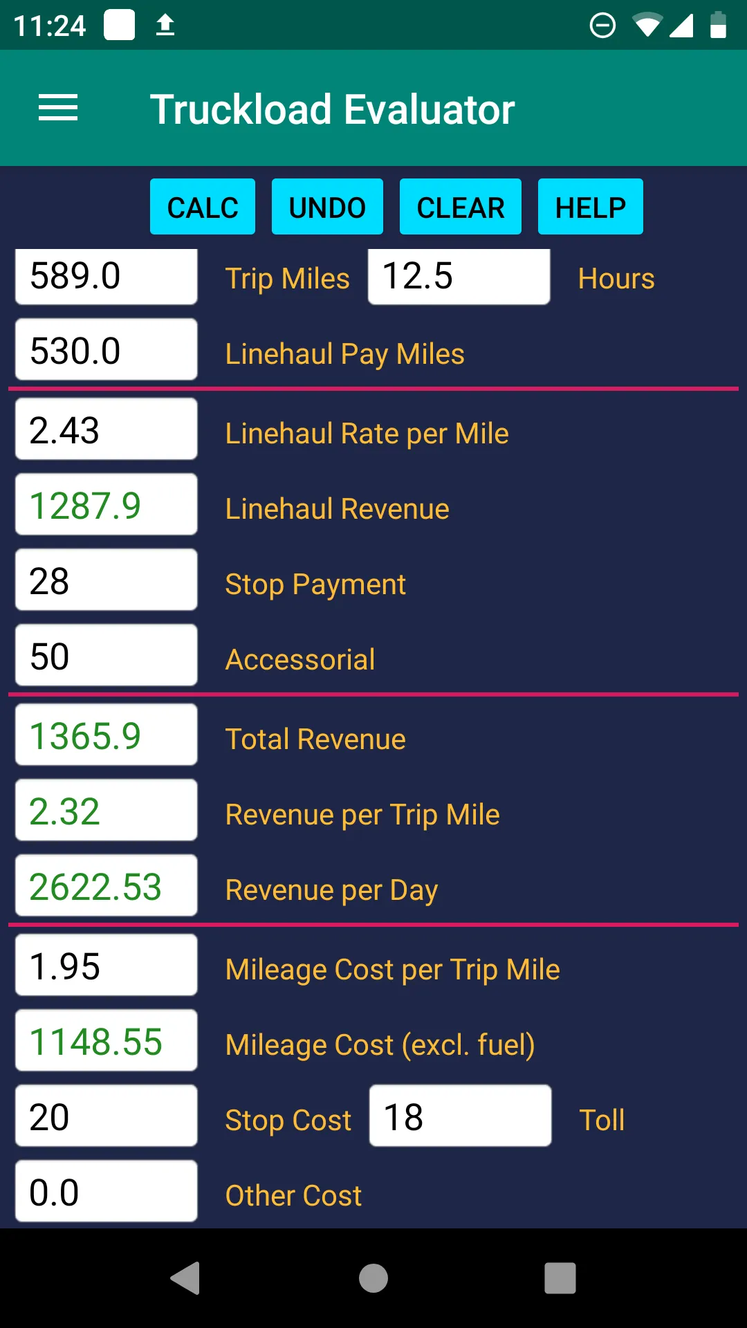 Trucking:Load Rate, Cost, Fuel | Indus Appstore | Screenshot