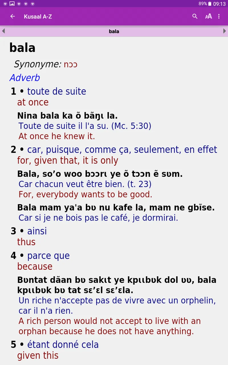 Dictionnaire Kusaal | Indus Appstore | Screenshot