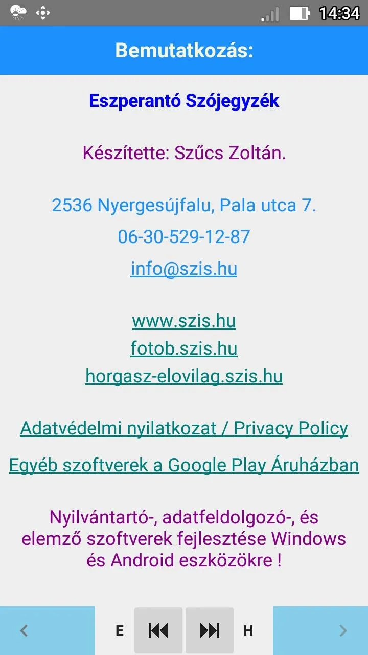 Eszperantó Szójegyzék | Indus Appstore | Screenshot