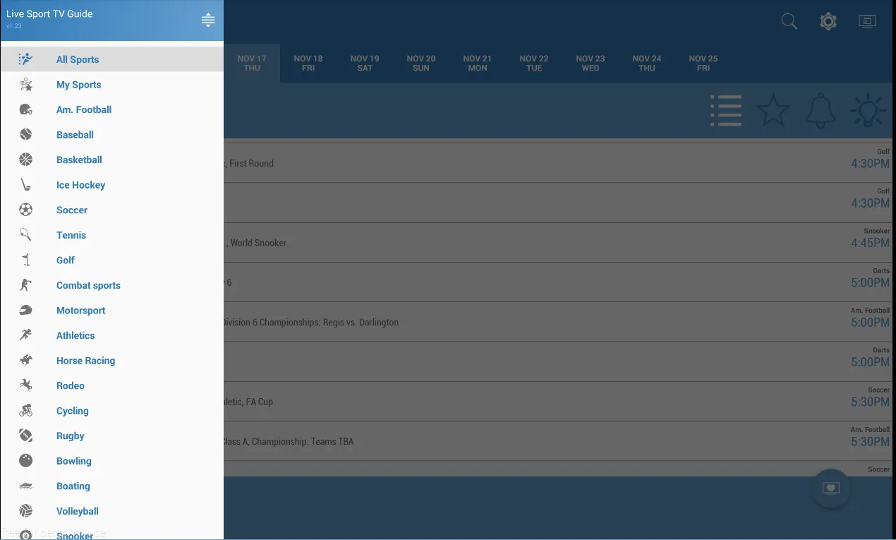 Live Sports TV Listings Guide | Indus Appstore | Screenshot