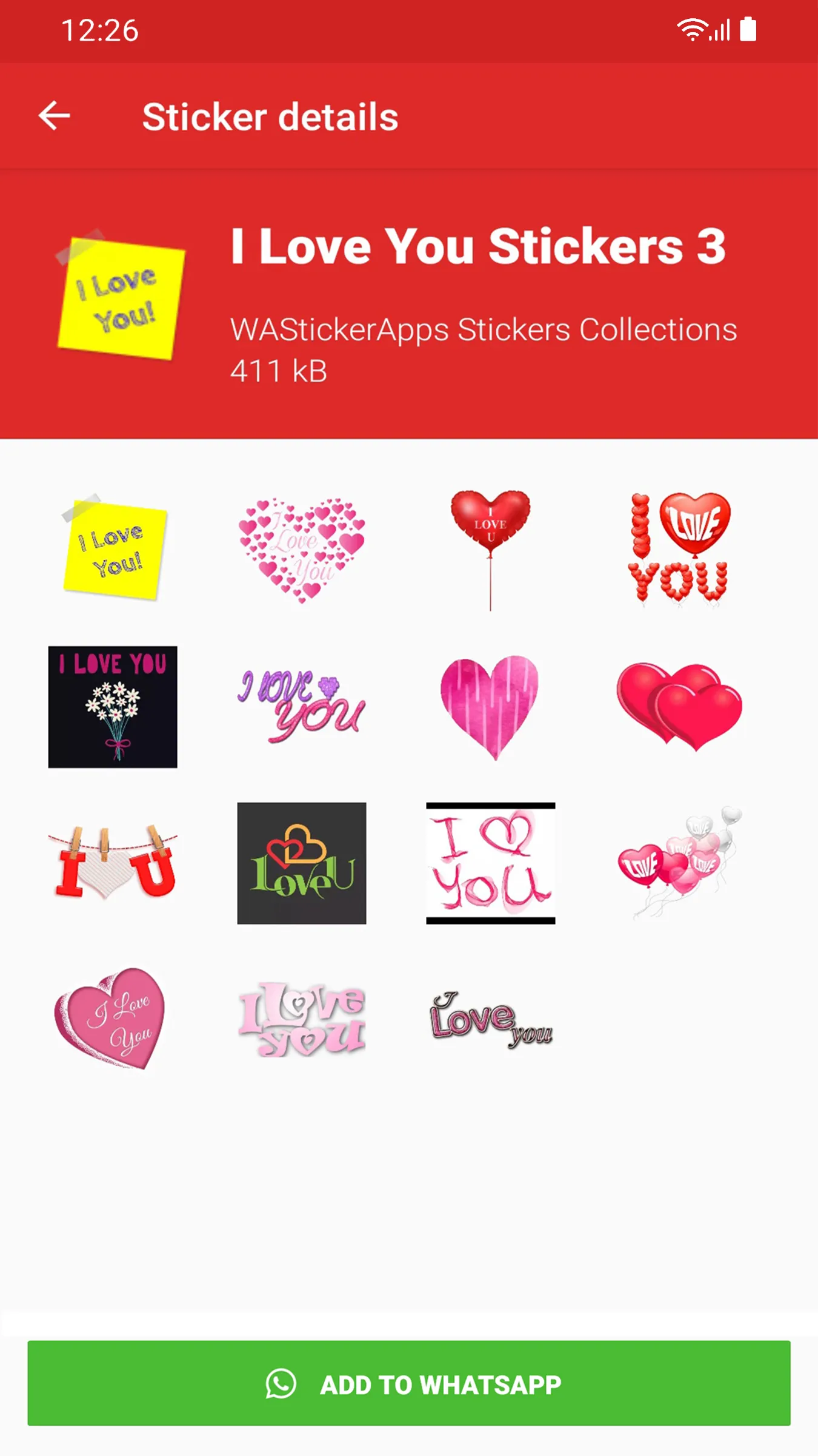 I love You Stickers WASticker | Indus Appstore | Screenshot