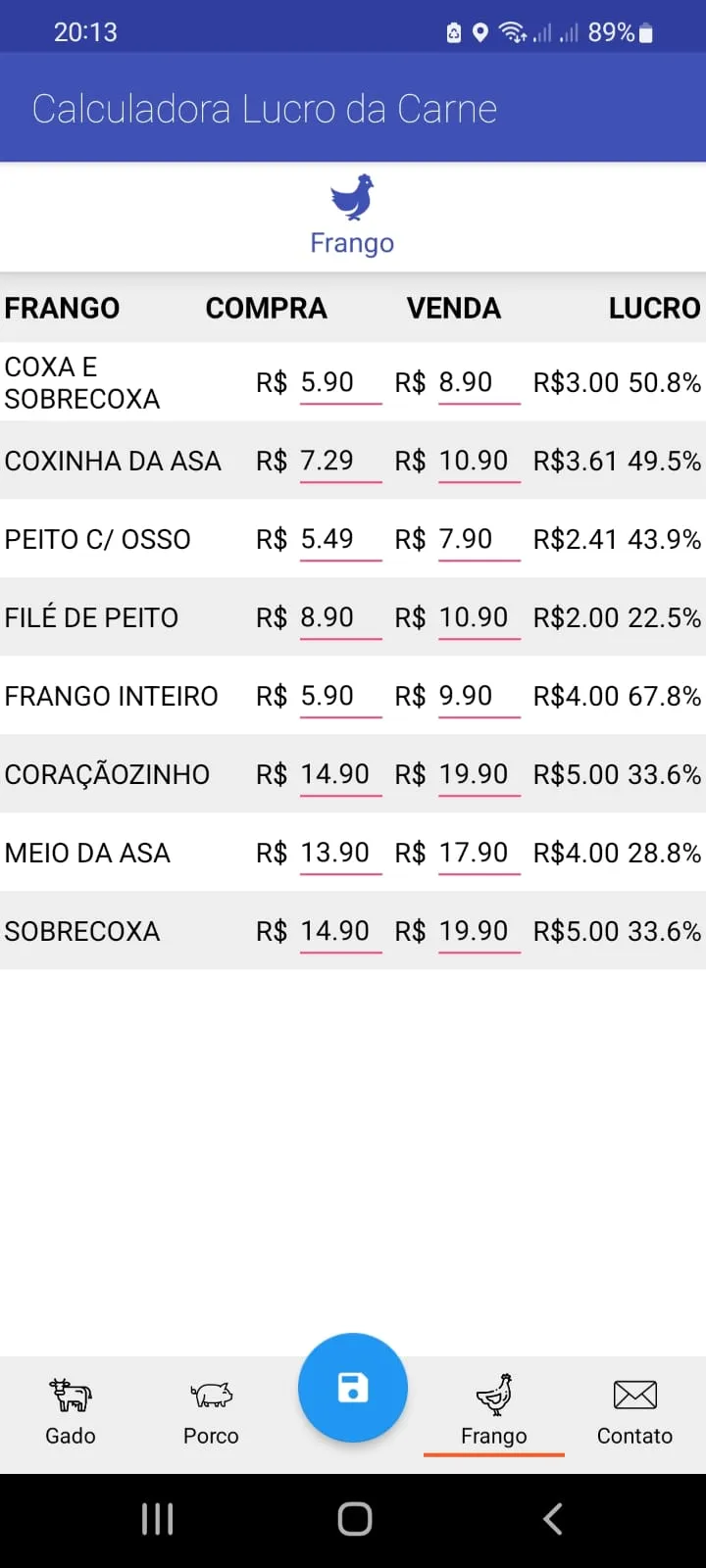 Calculadora Lucro da Carne | Indus Appstore | Screenshot