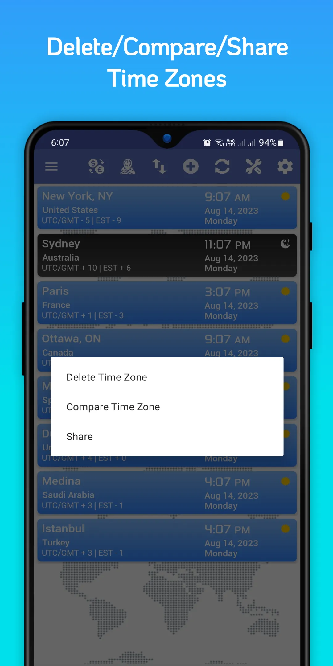 World Time Zone Clock Time now | Indus Appstore | Screenshot