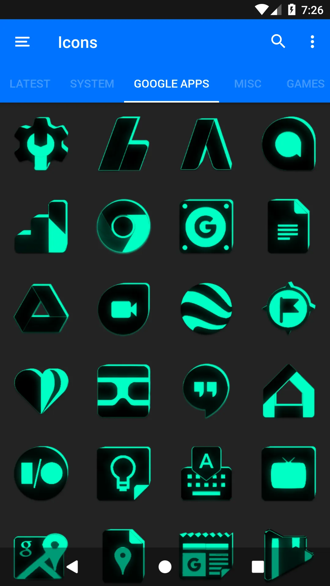 Flat Black and Teal Icon Pack | Indus Appstore | Screenshot