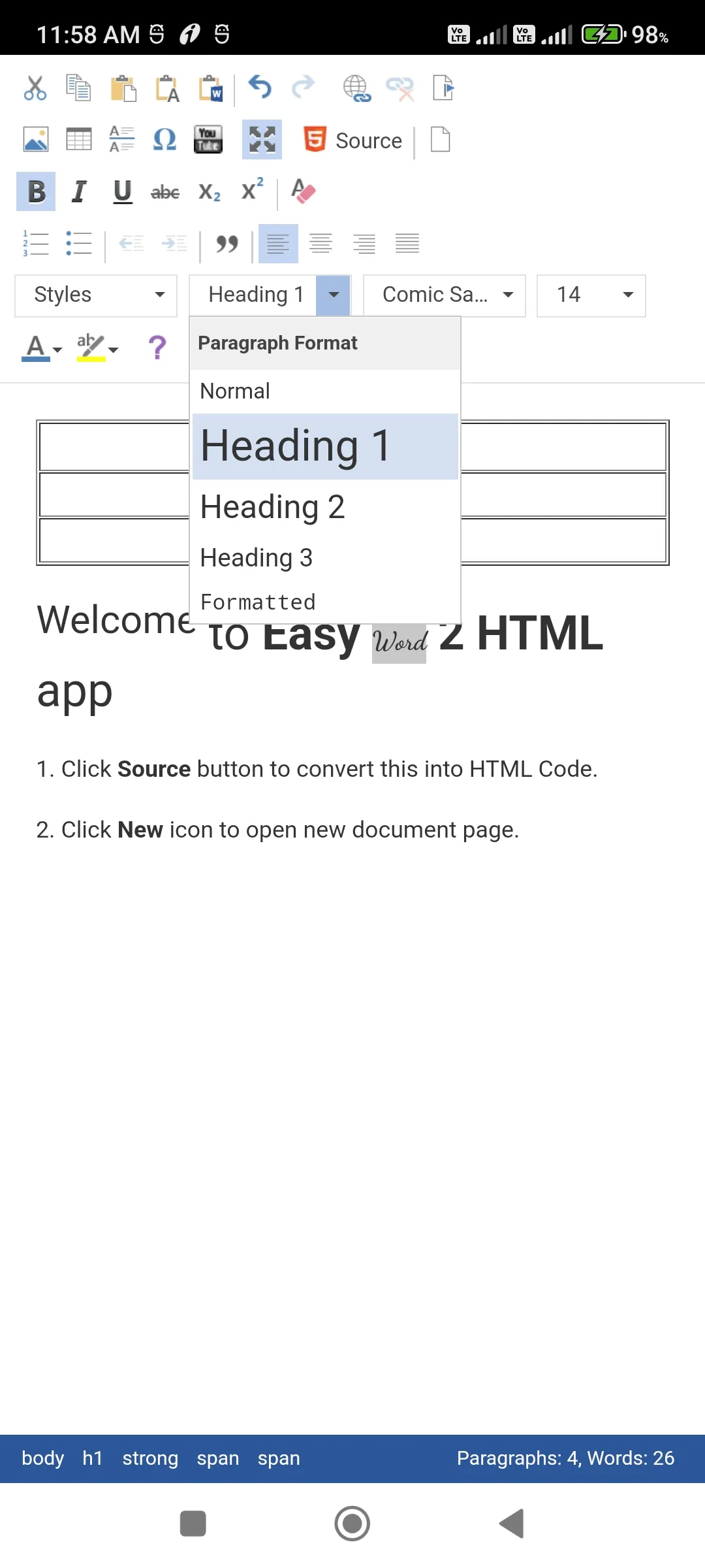 Easy Word 2 HTML Editor | Indus Appstore | Screenshot