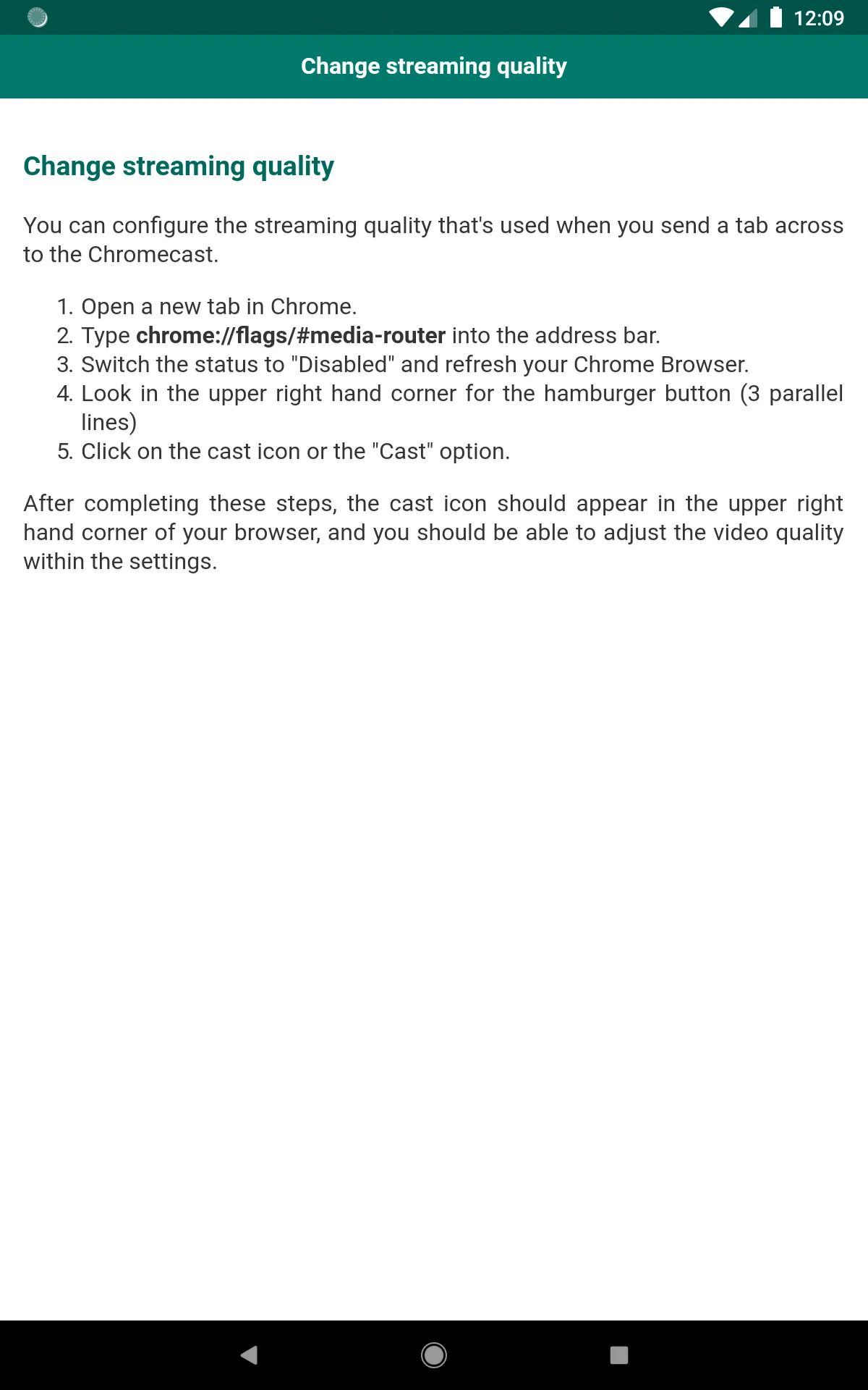 User guide for Chromecast | Indus Appstore | Screenshot