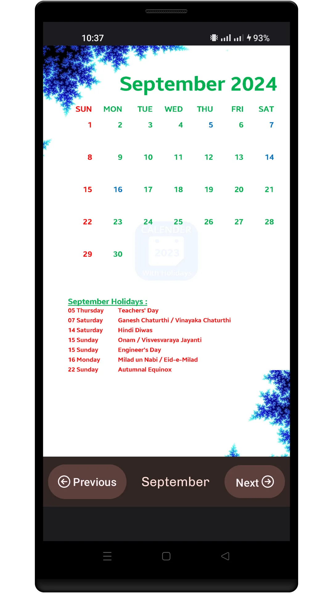 Calendar 2024 & Holidays | Indus Appstore | Screenshot