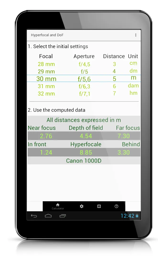 Hyperfocal and DoF (with Ads) | Indus Appstore | Screenshot
