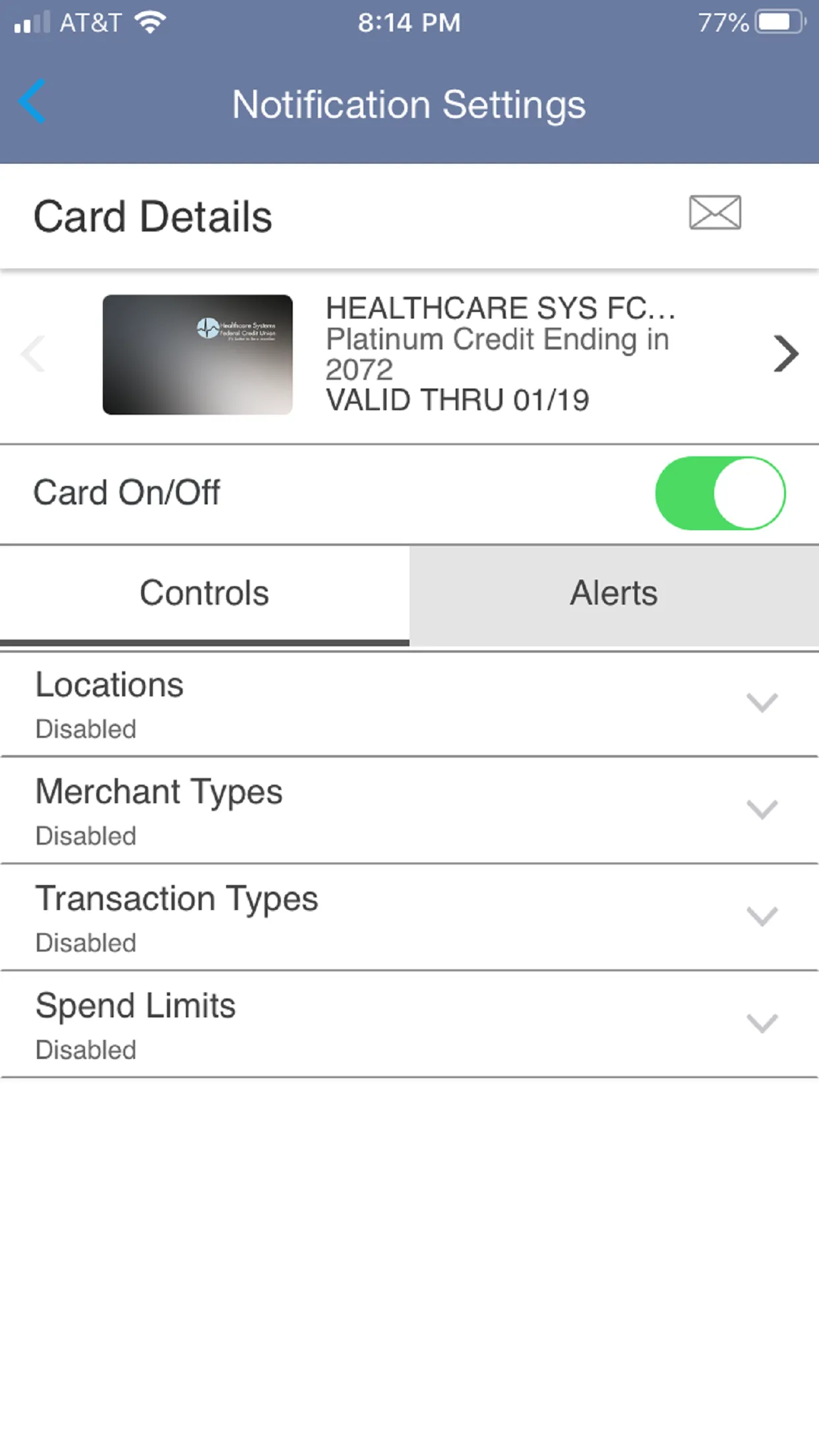 Card Control by Healthcare FCU | Indus Appstore | Screenshot